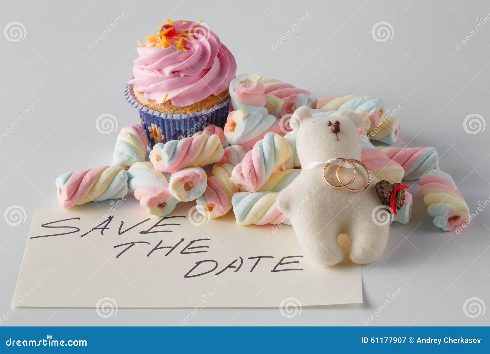 Wedding Decoration with Toy Bear and Rings Stock Image - Image of