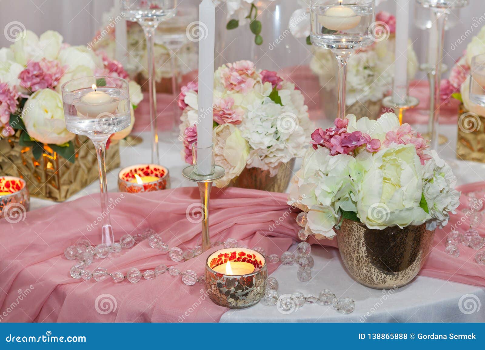 Wedding Decorations, Candles and Flowers Stock Photo - Image of dinner
