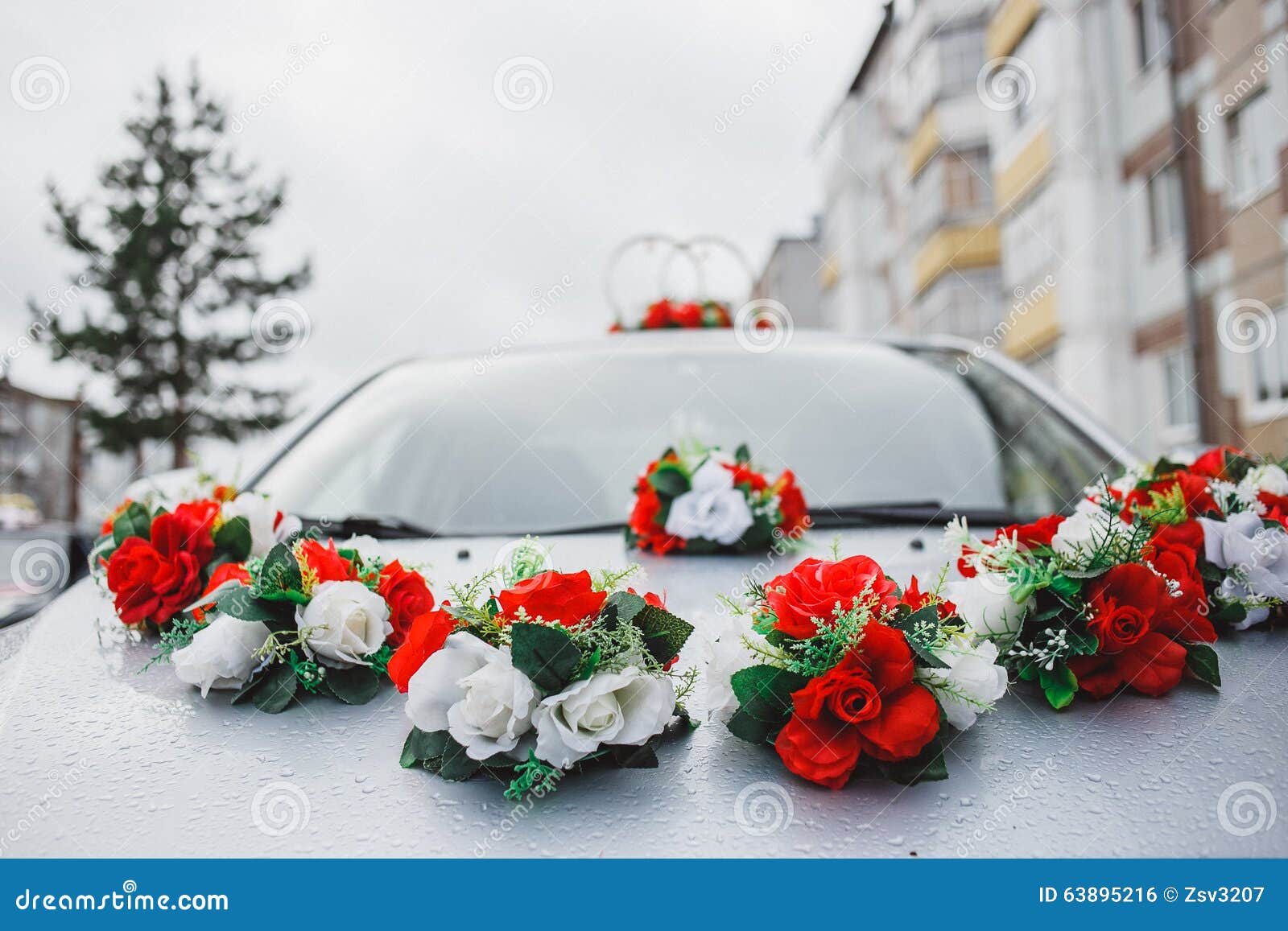 Wedding Decorations for Car Stock Photo - Image of beautiful, bunch ...