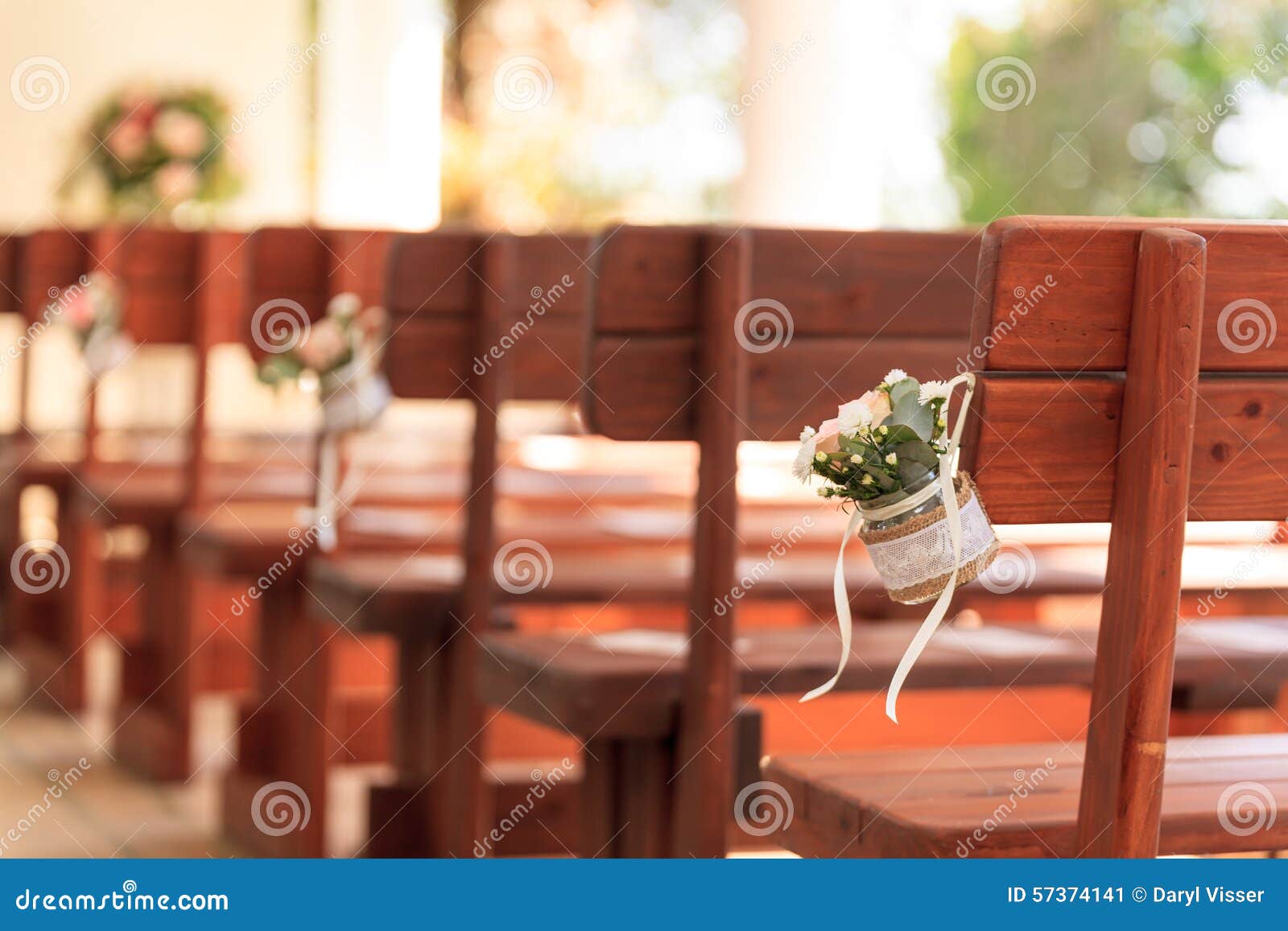 Wedding Decorations Love Church Stock Image Image Of Chairs