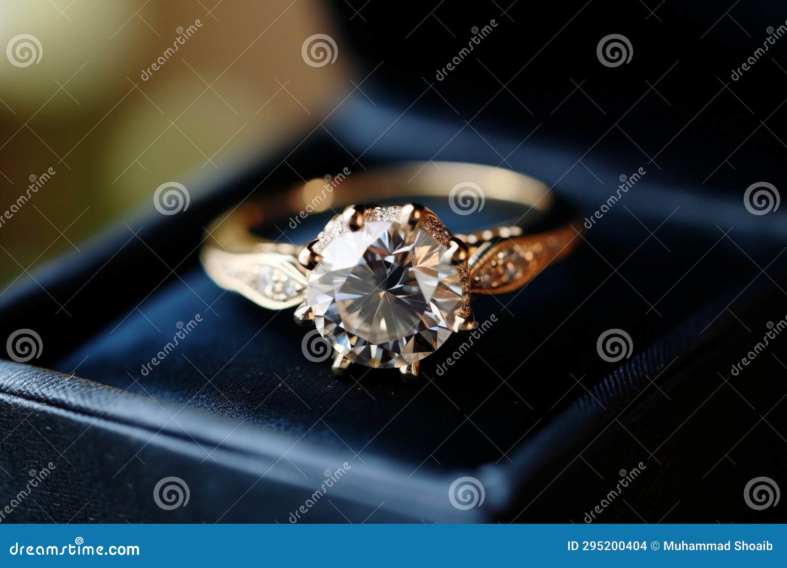 A Wedding Diamond Ring Elegantly Presented on a Charming Jewelry Box