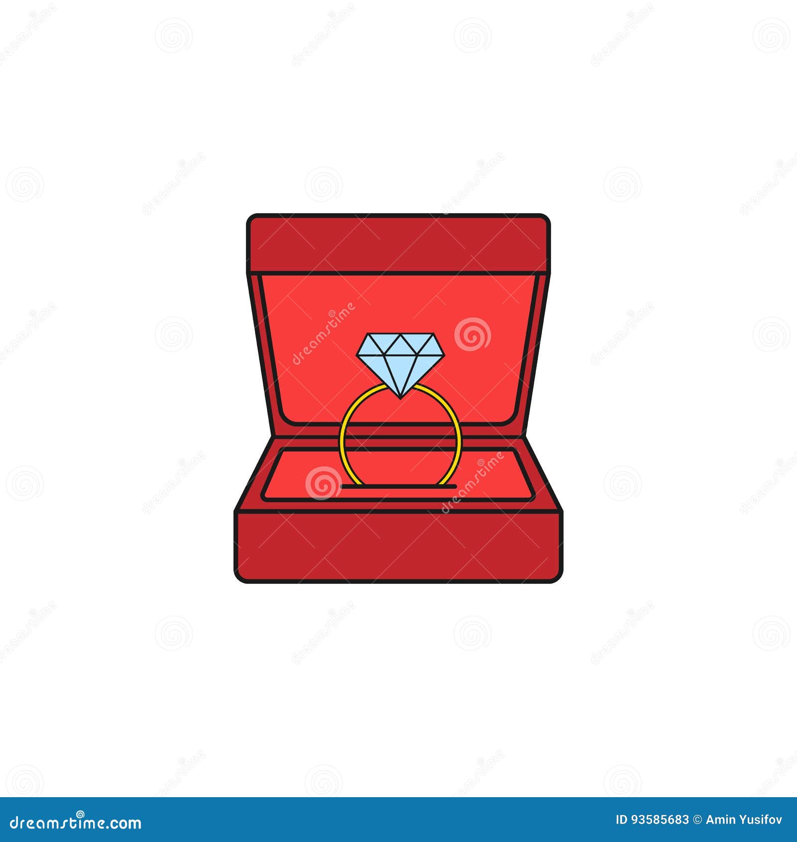 Wedding Diamond Ring in Gift Box Solid Icon Stock Vector - Illustration ...