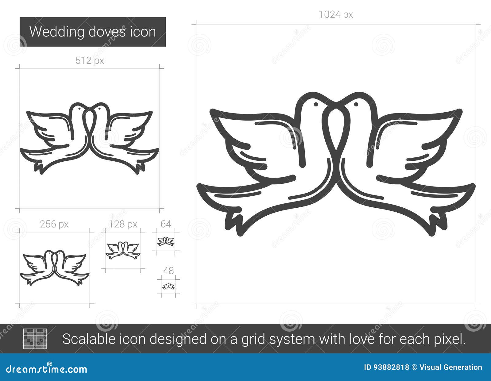 Download Wedding doves line icon. stock vector. Illustration of ...