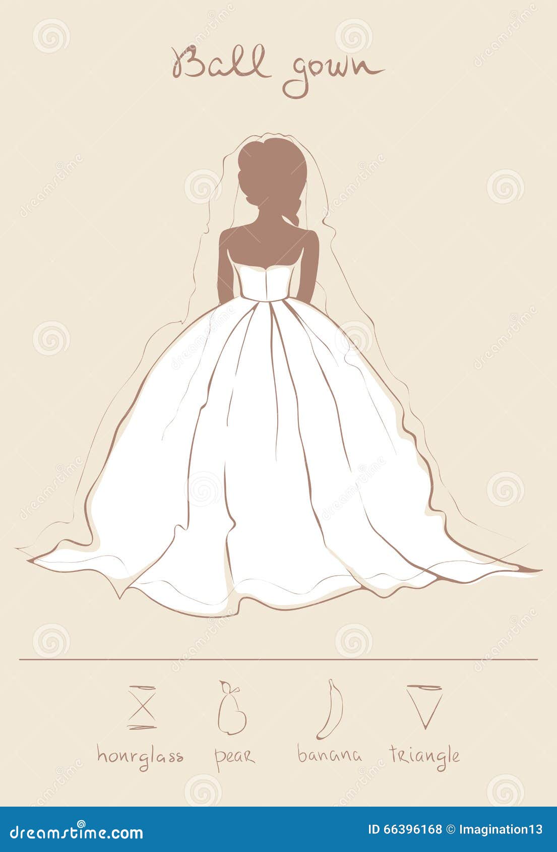 Wedding Dress in Ball Gown Style Stock Vector - Illustration of style ...