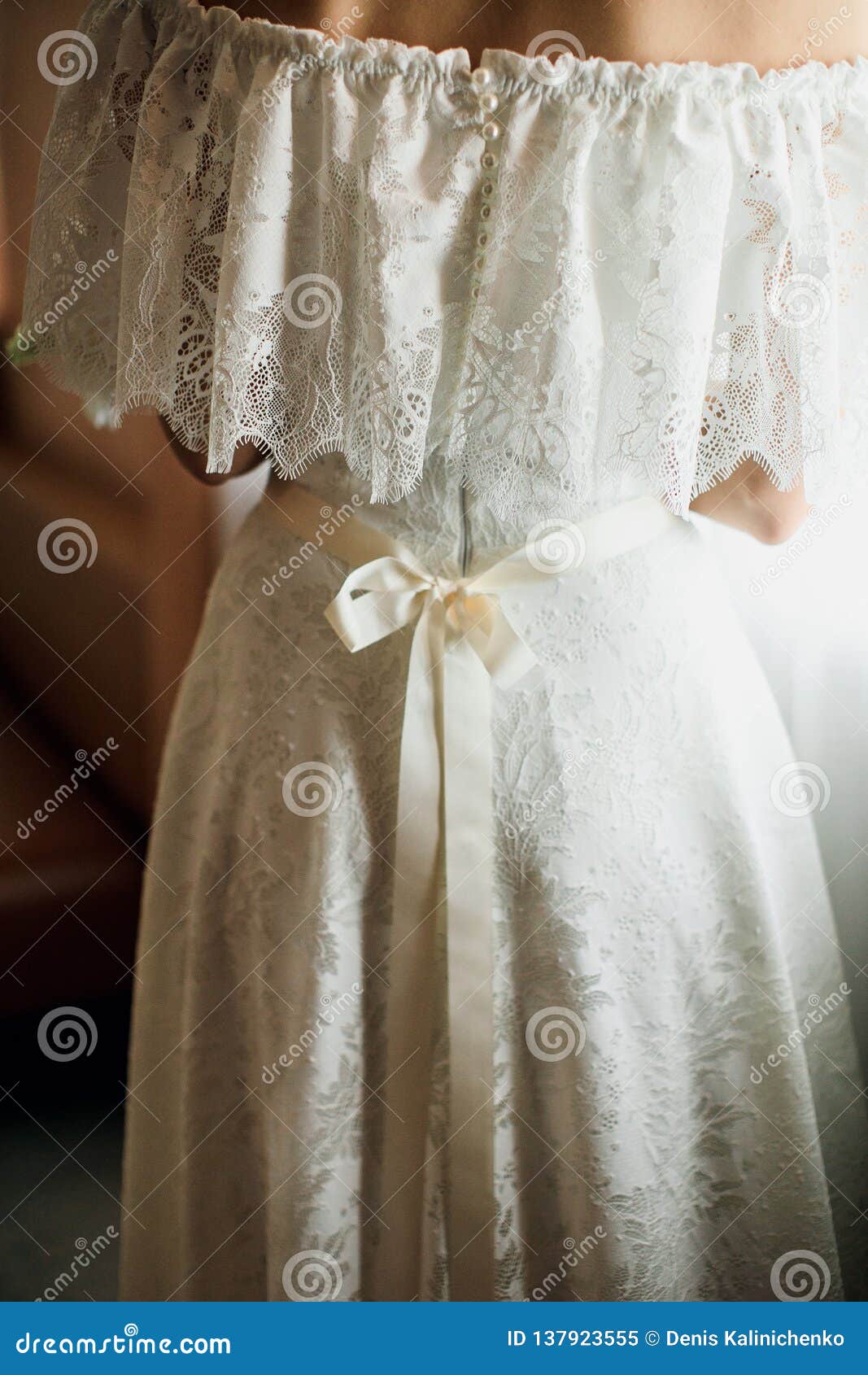 Wedding dress close up stock image. Image of ceremony - 137923555