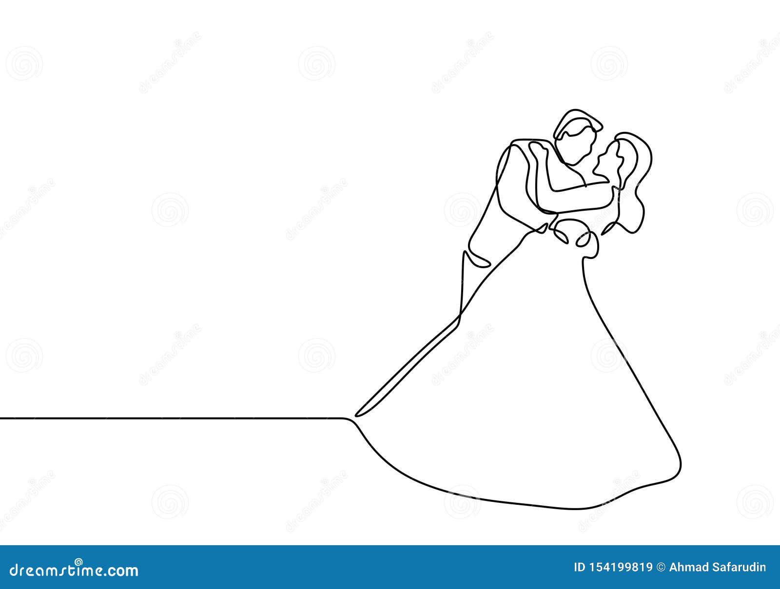 Continuous Line Drawing of Romantic Couple in Weeding Dress Vector  Illustration with Love Text Stock Vector - Illustration of dress, beauty:  136347937