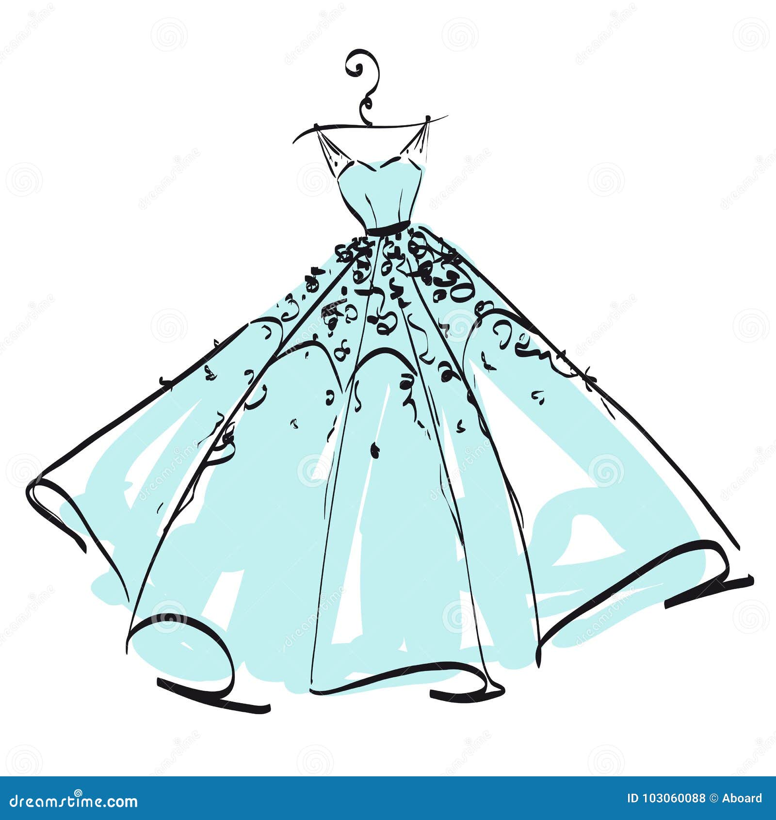 Wedding Dress Design, Black and White,blue Stock Vector - Illustration ...