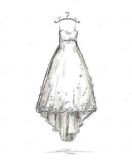 Wedding Dress on a Hanger, Hand Drawn. Stock Vector - Illustration of ...