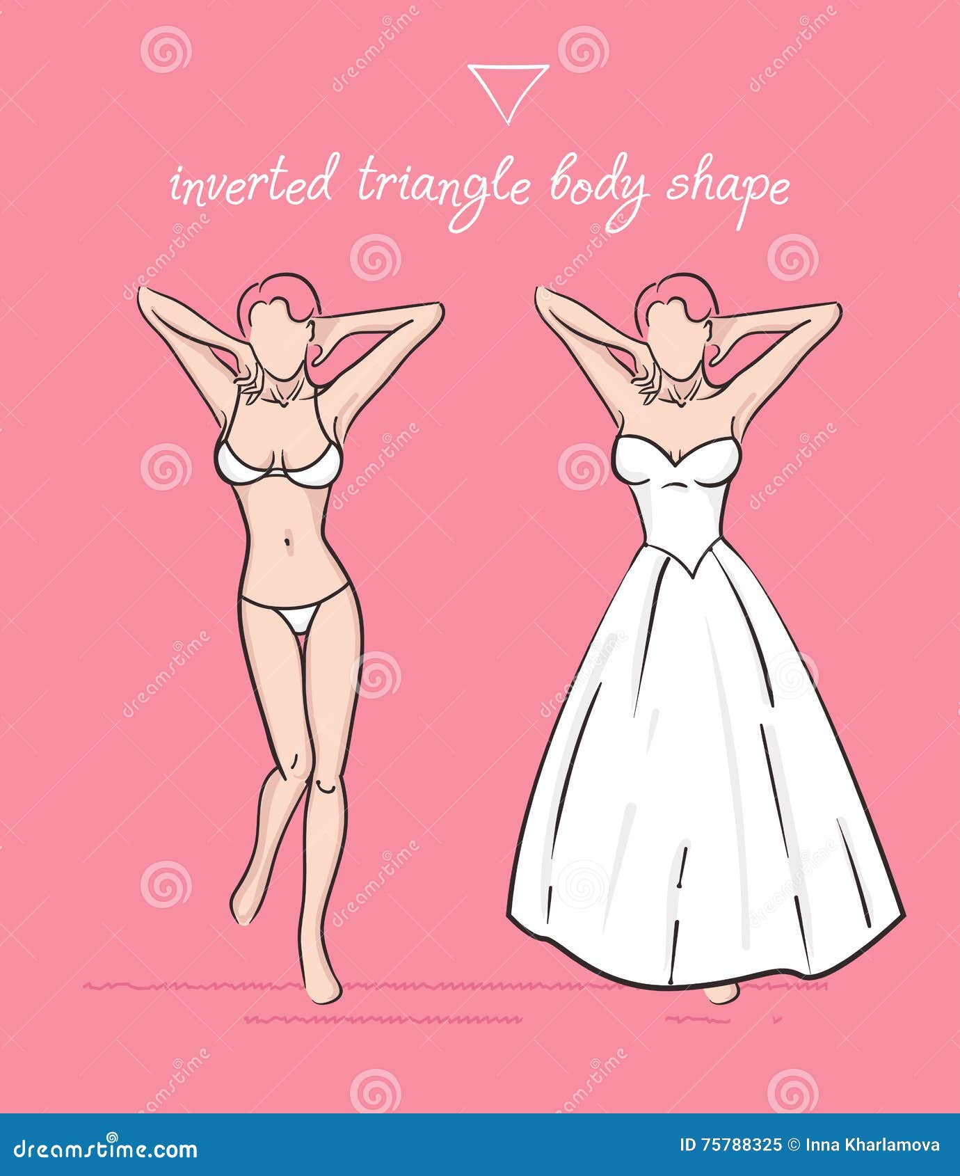 Wedding Dress of the Inverted Triangle Body Shape. Stock Vector -  Illustration of character, fashion: 75788325