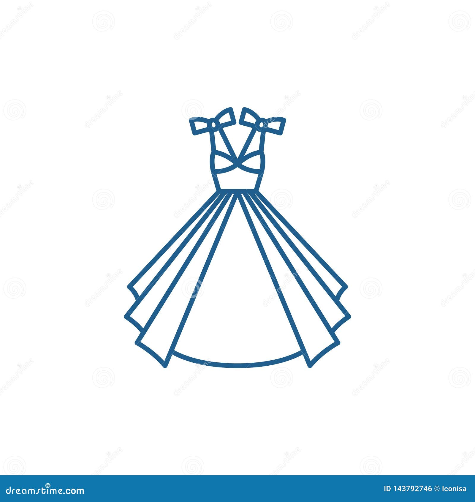 Wedding Dress Line Icon Concept. Wedding Dress Flat Vector ...