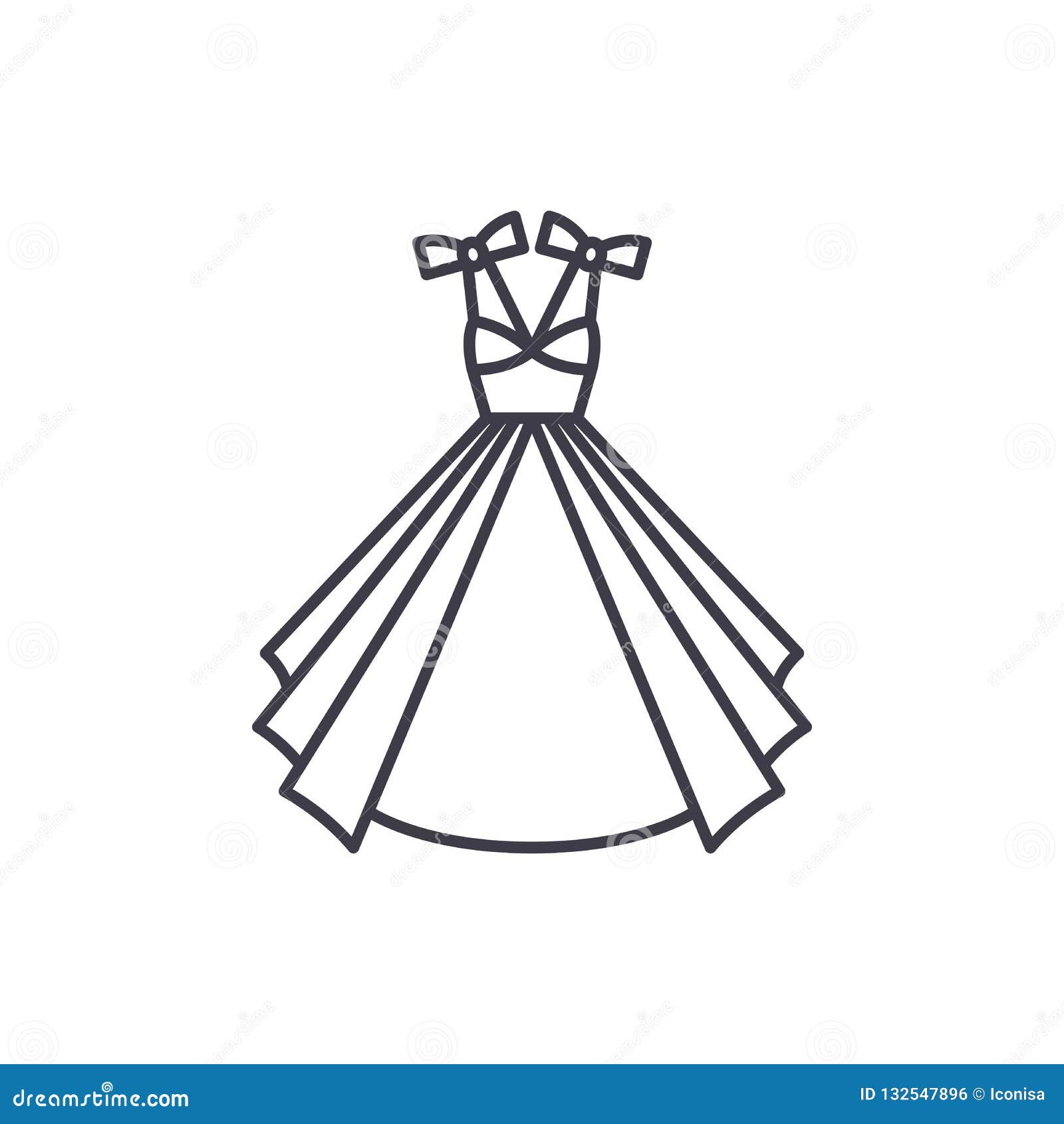 Wedding Dress Line Icon Concept. Wedding Dress Vector Linear ...