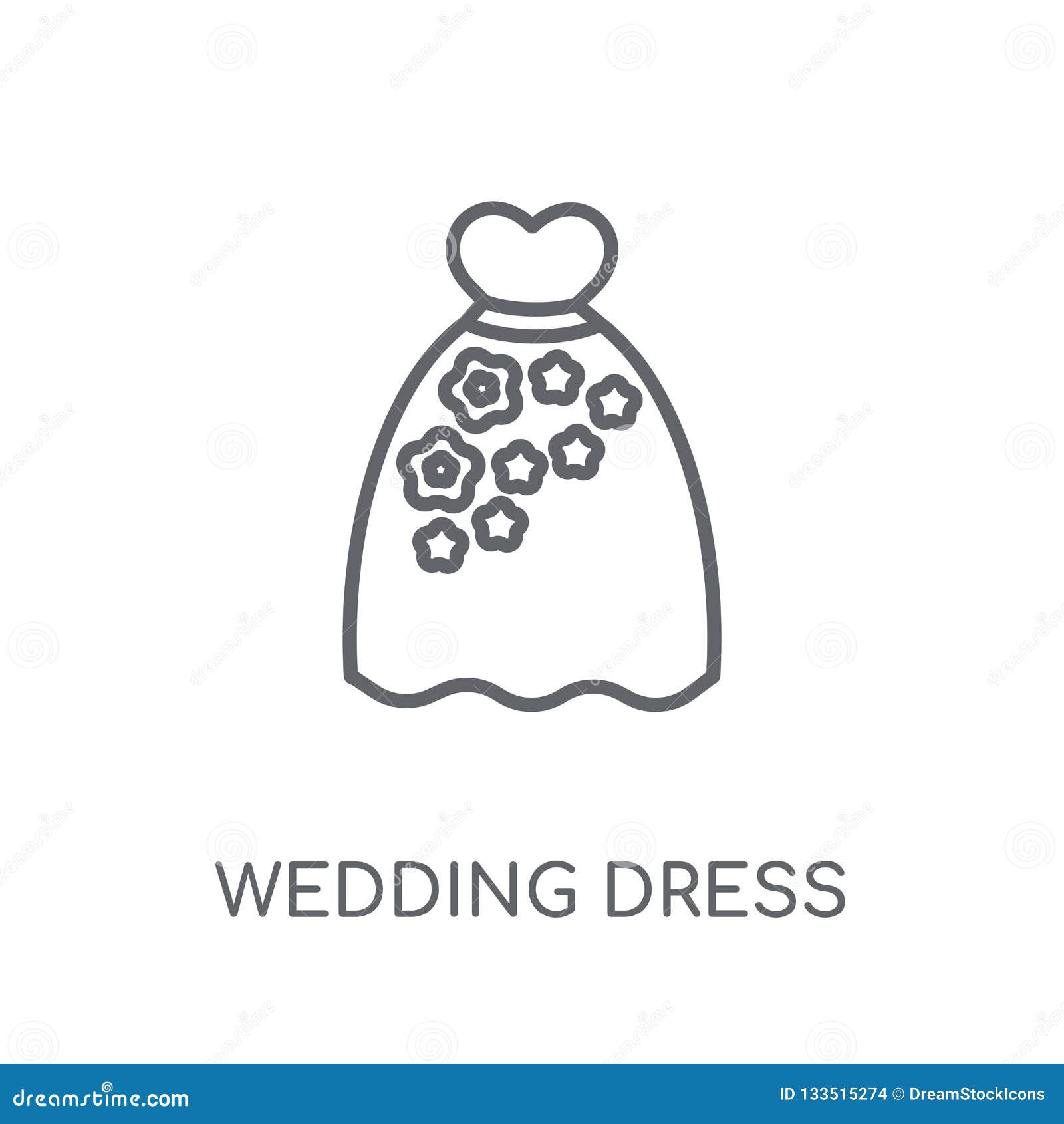 Download Wedding Dress Linear Icon. Modern Outline Wedding Dress ...