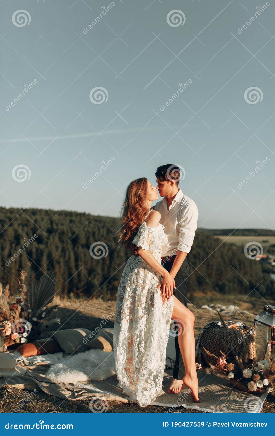 Indie Style Smiling Couple, Woman Embracing Man, Hipster Outfit