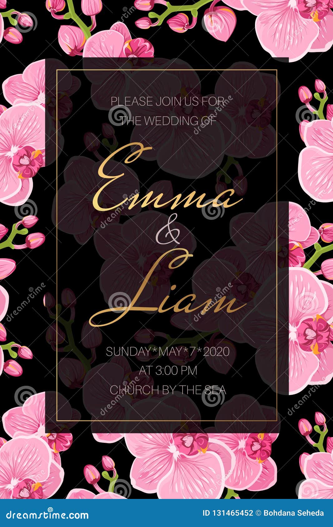 Wedding Event Invitation Card Template. Pink Purple Exotic Orchid Pertaining To Event Invitation Card Template