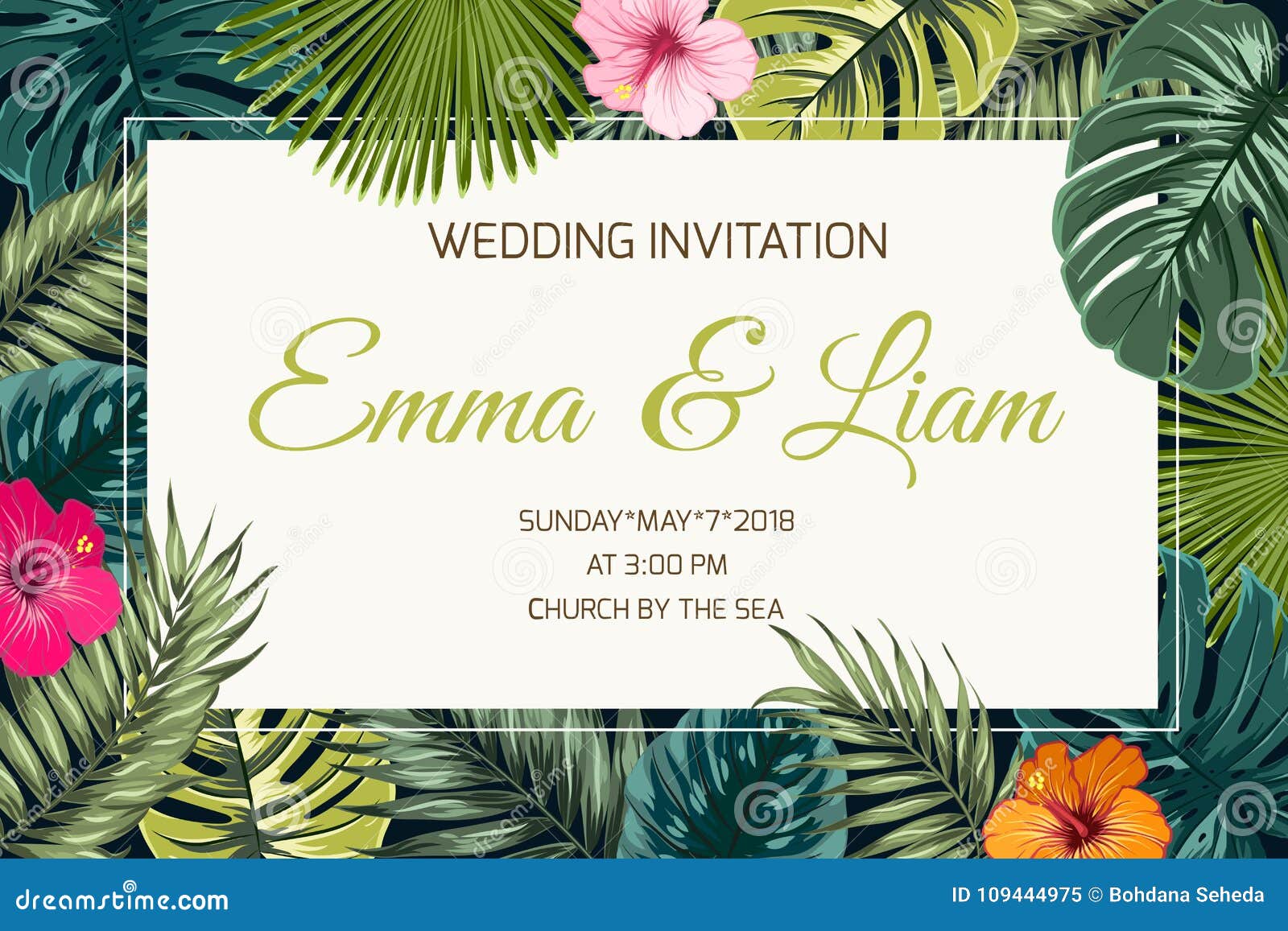 Exotic Tropical Jungle Wedding Event Invitation Stock Vector With Regard To Event Invitation Card Template