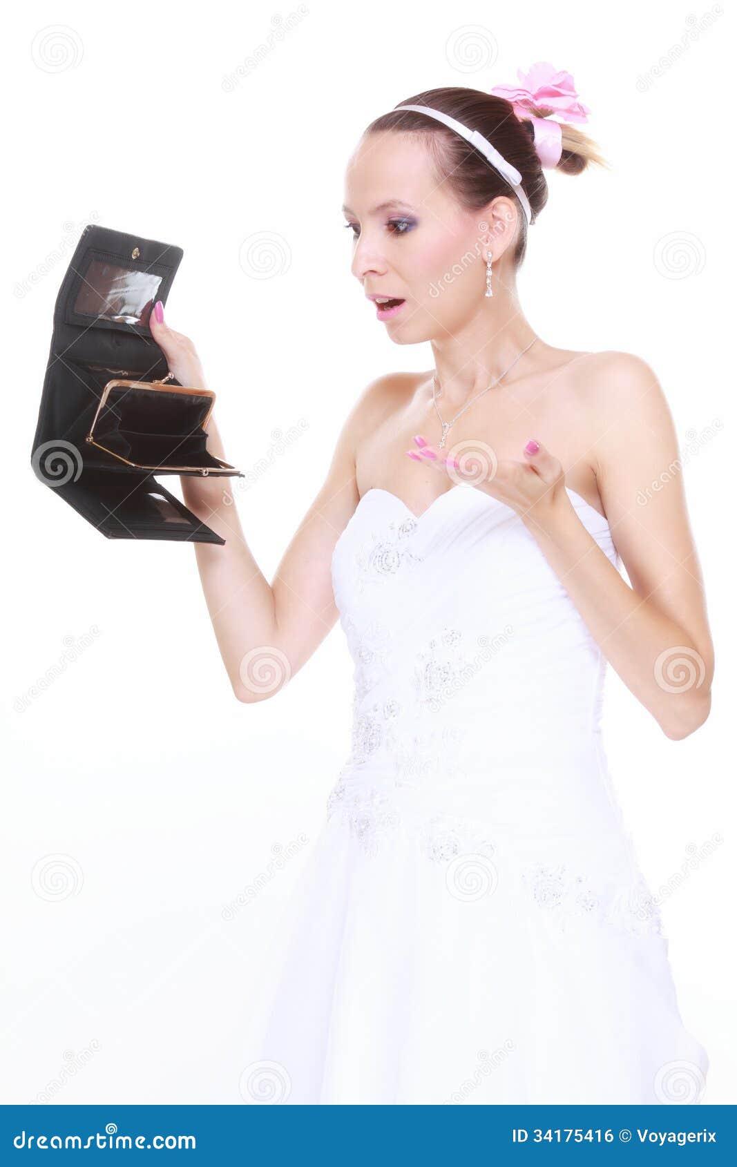 Wedding Expense Concept. Bride with Empty Purse Stock Photo - Image of  marry, expense: 34175416