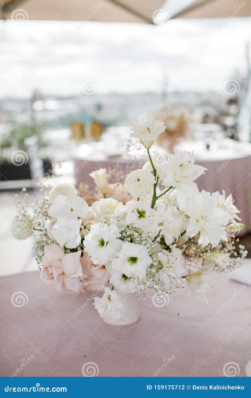 wedding festive decor bouquet from spring flowers table wedding table layout