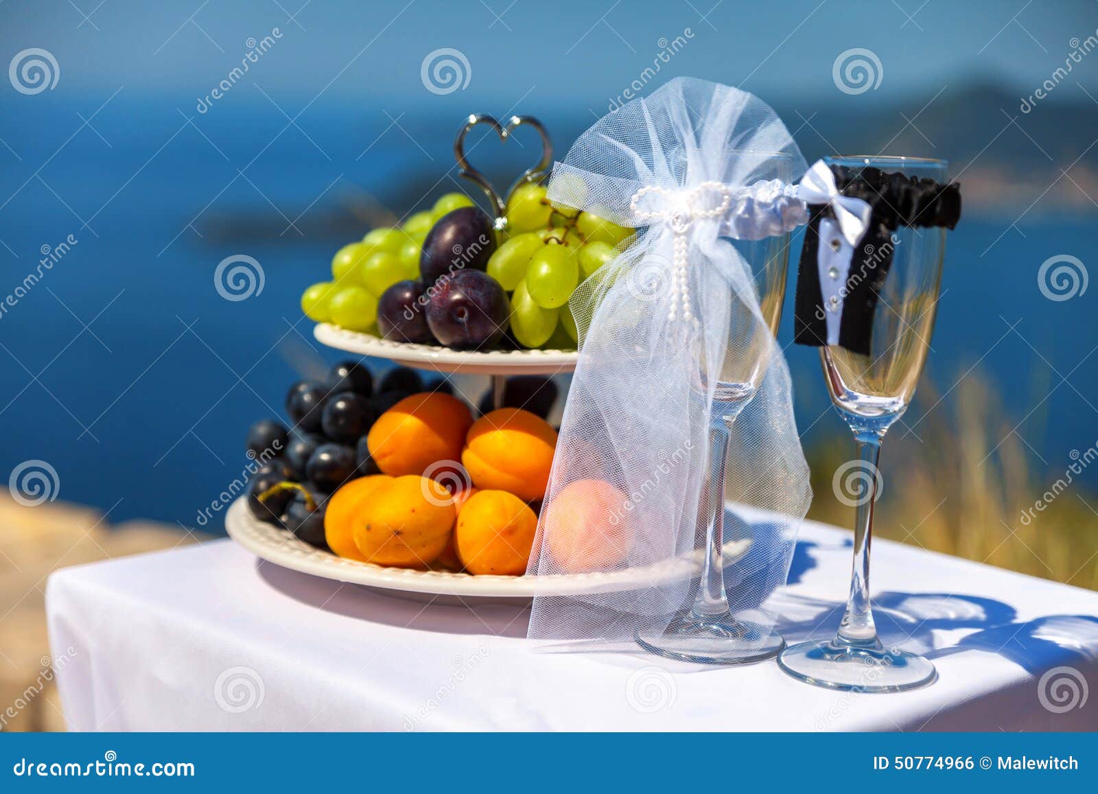 Wedding food and glasses stock photo. Image of water 50774966
