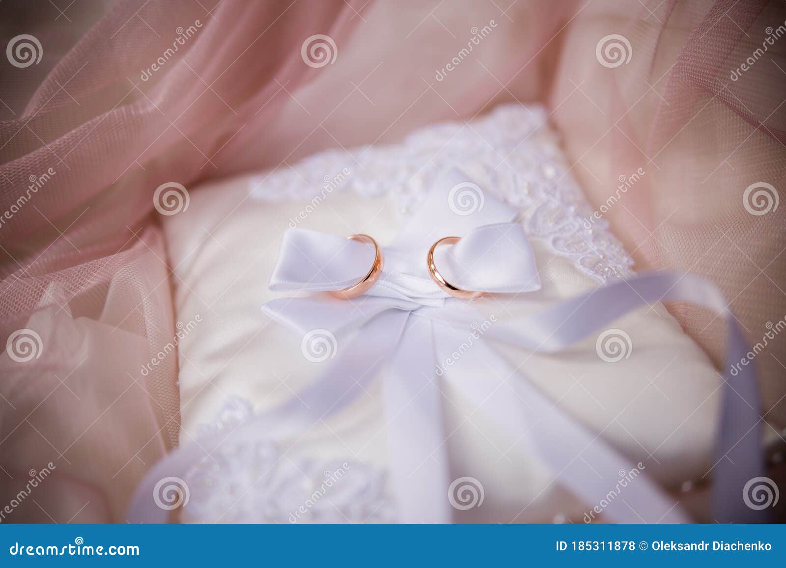 Wedding Gold Rings on a Small Pillow Stock Photo Image of silver, engagement 185311878