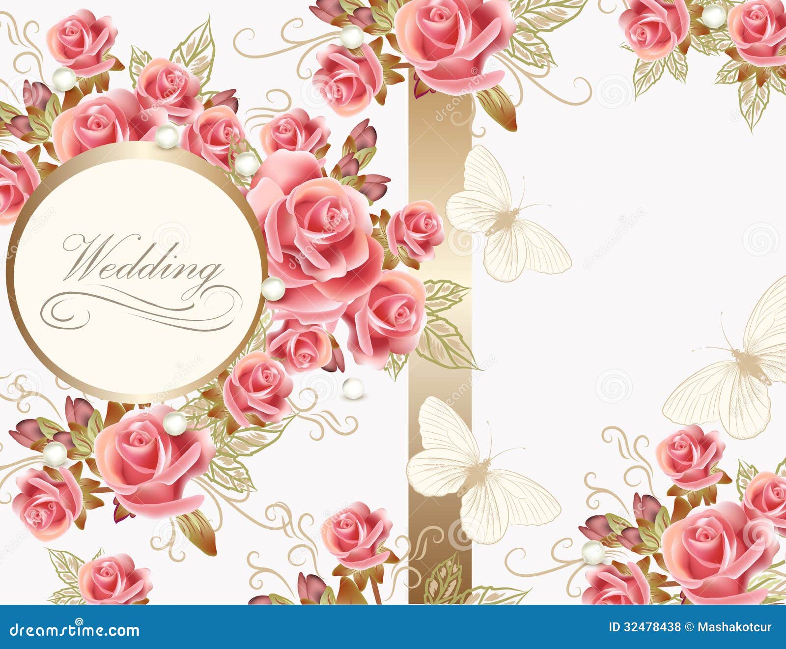 wedding greeting card  with roses