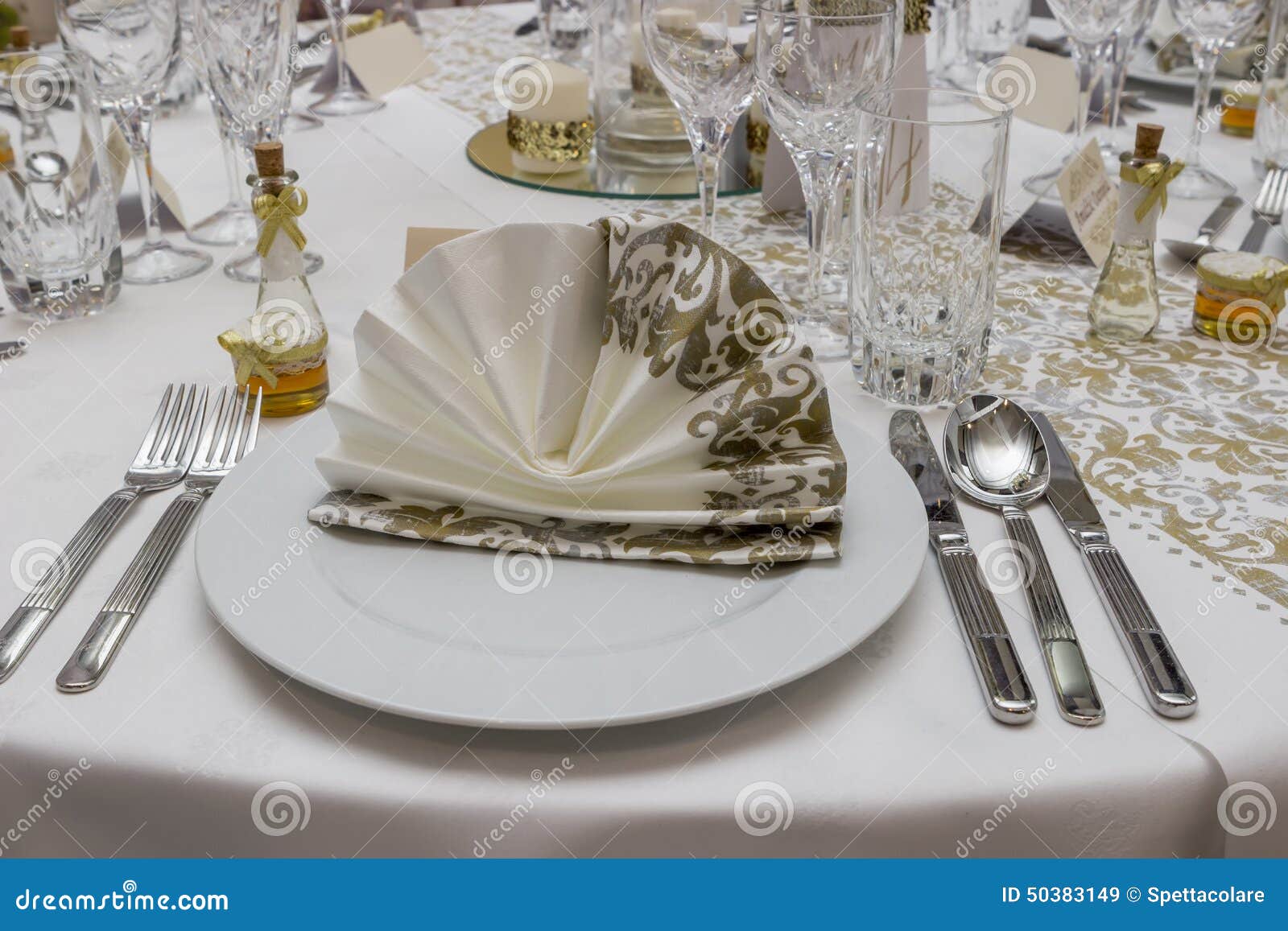 Wedding Guest Table Decorations 4 Stock Image - Image of drink, fork