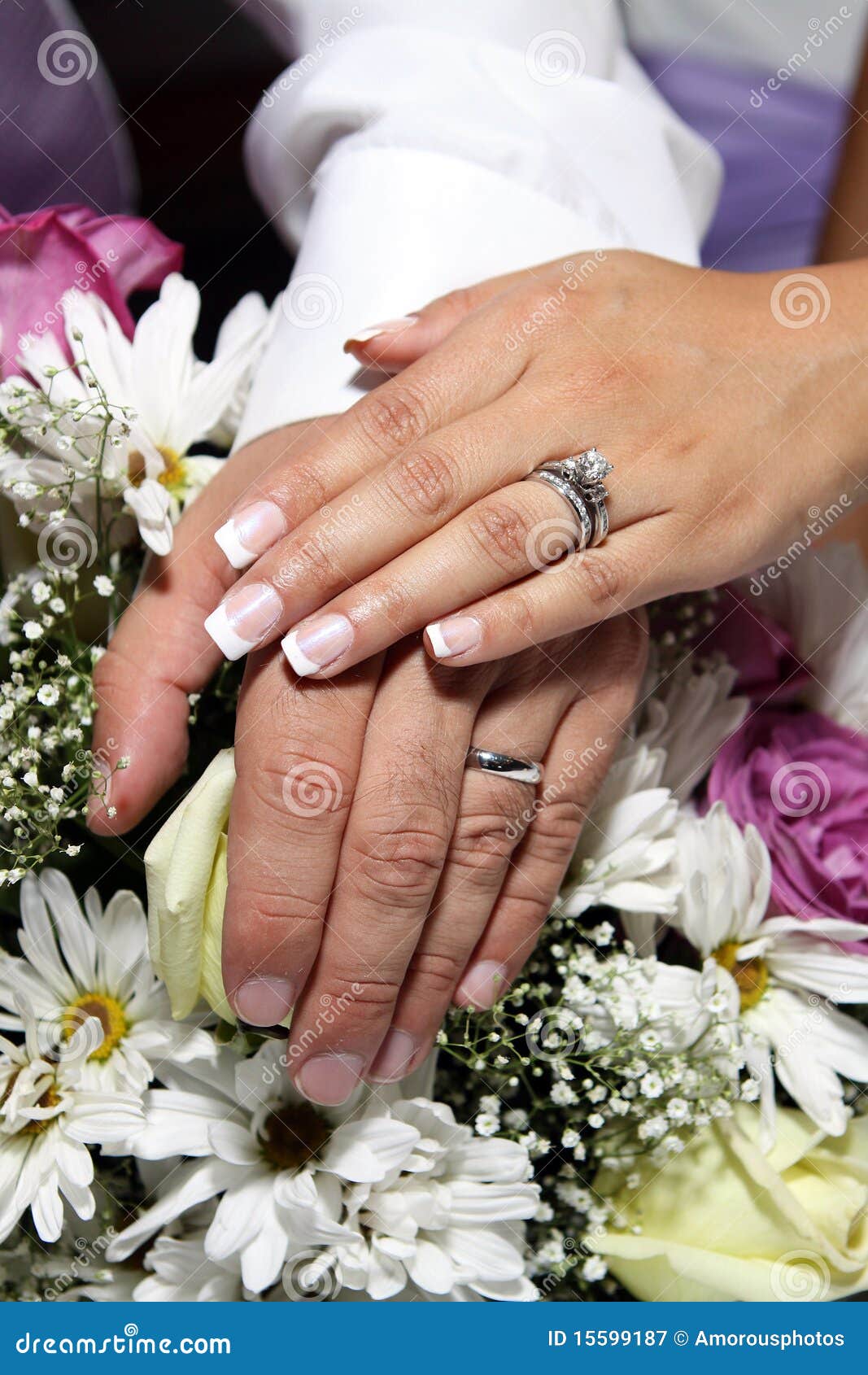 Wedding Hands and Rings on Flowers Stock Image Image of formal