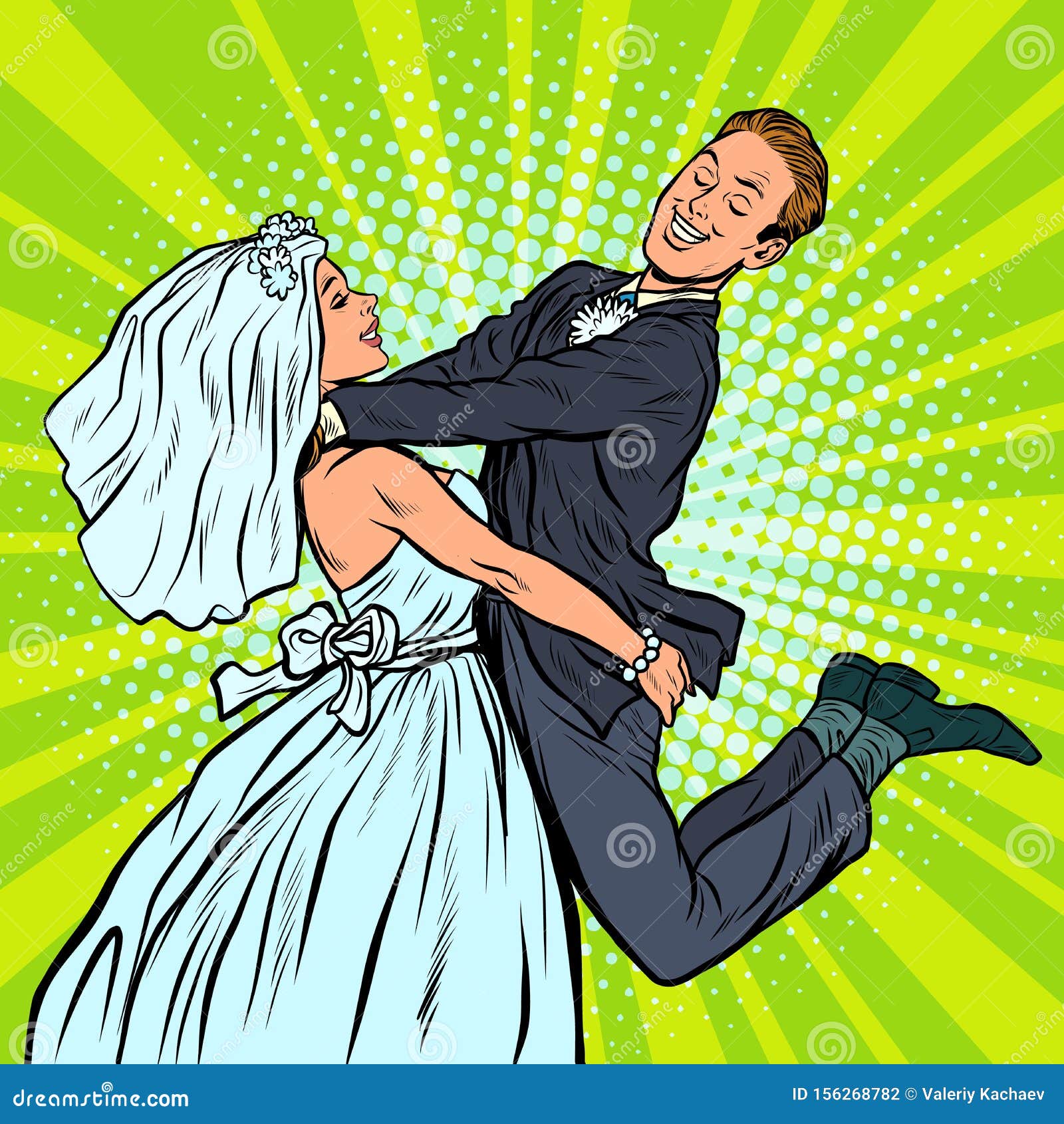 Download Wedding Happy Loving Bride And Groom Woman Carries Man Stock Vector Illustration Of Bridal Girl 156268782