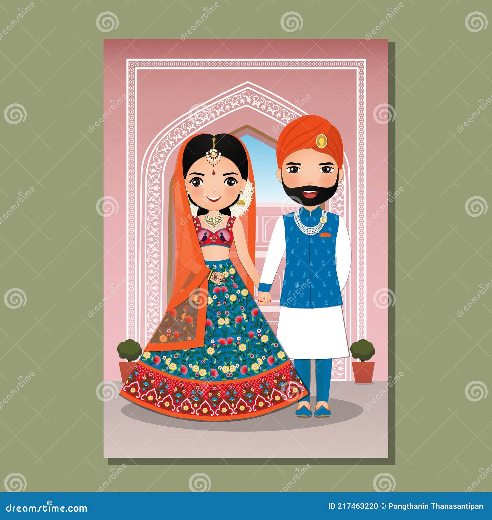 Wedding Invitation Card the Bride and Groom Cute Couple in Traditional Indian Dress Cartoon Character. Vector Illustration. Stock Vector - Illustration of ceremony, greeting: 217463220 Wedding Invitation Card the Bride and Groom Cute Couple in Traditional Indian Dress Cartoon Character. Vector Illustration. Stock Vector - Illustration of ceremony, greeting: 217463220