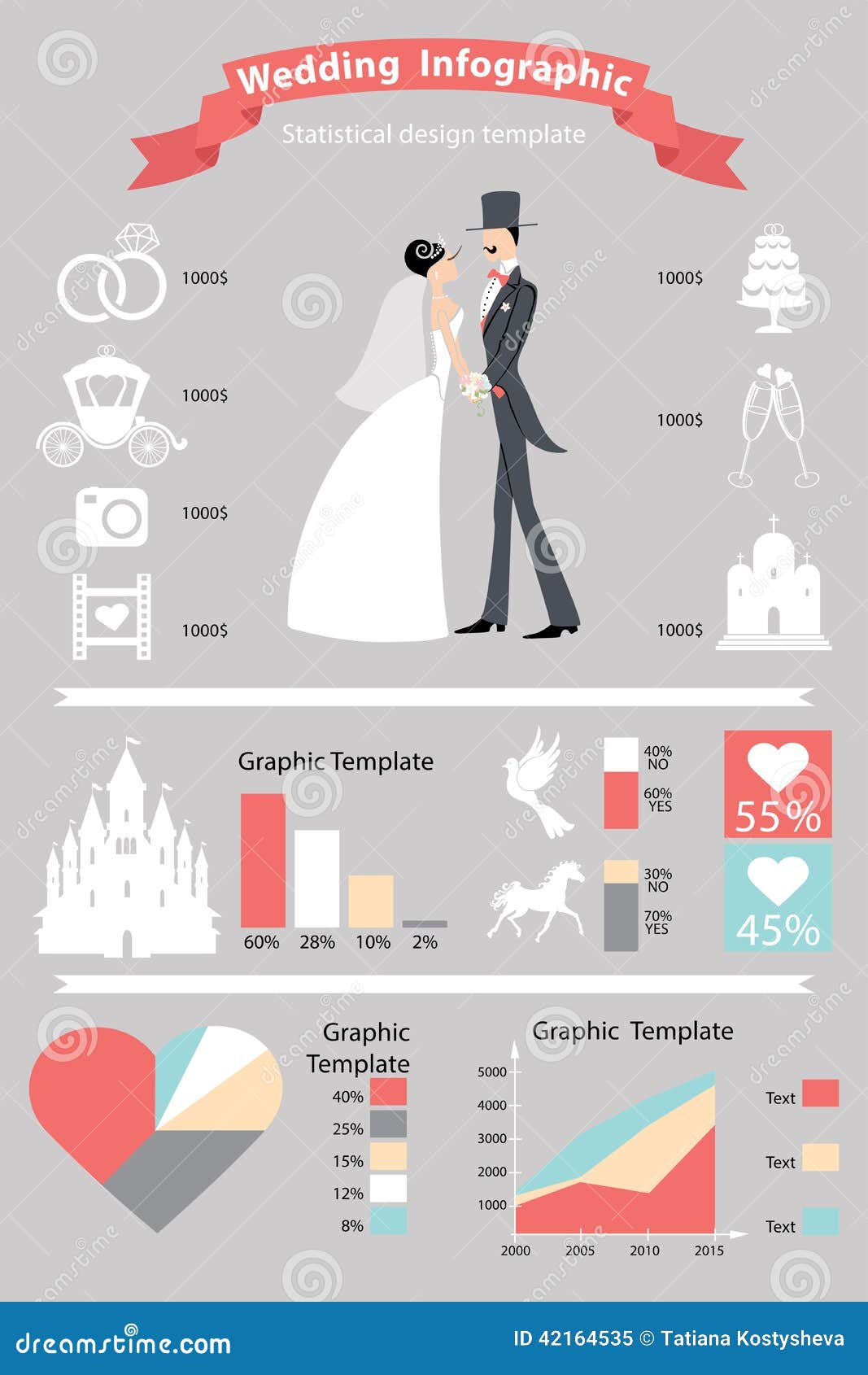 Wedding Infographics Set. Retro Cartoon Stock Vector Wedding Infographics Set. Retro Cartoon Stock Vector