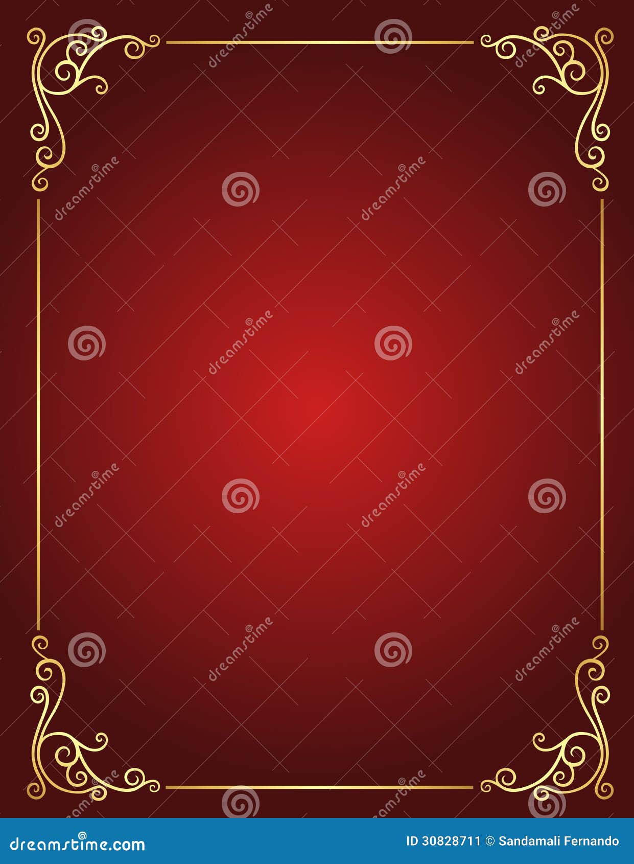 Wedding Invitation Border in Red and Gold Stock Vector - Illustration of  classic, gift: 30828711