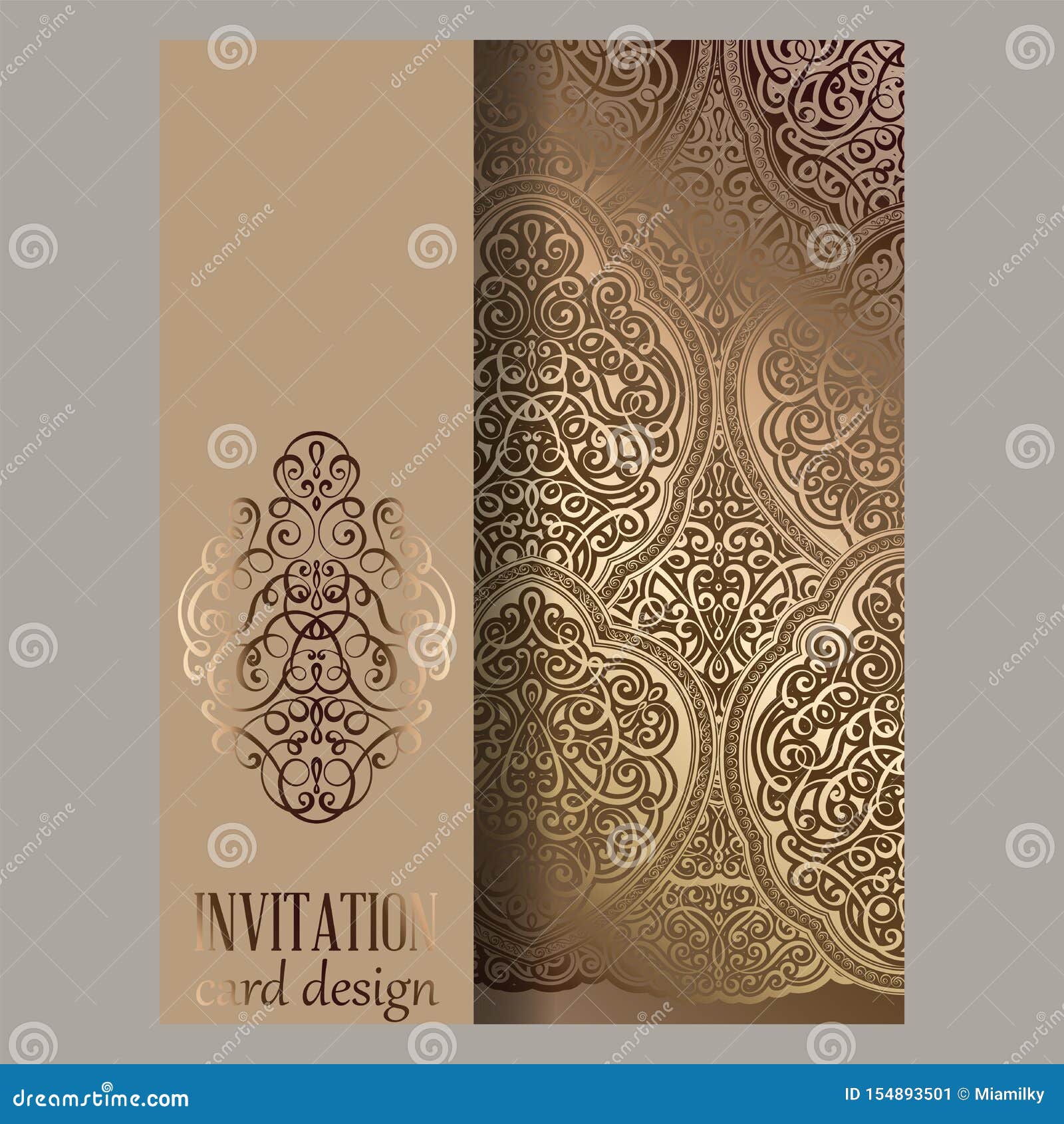 Islamic Wedding Invitations Muslim Wedding Cards Navy With Brown and Beige  Pattern Invites 