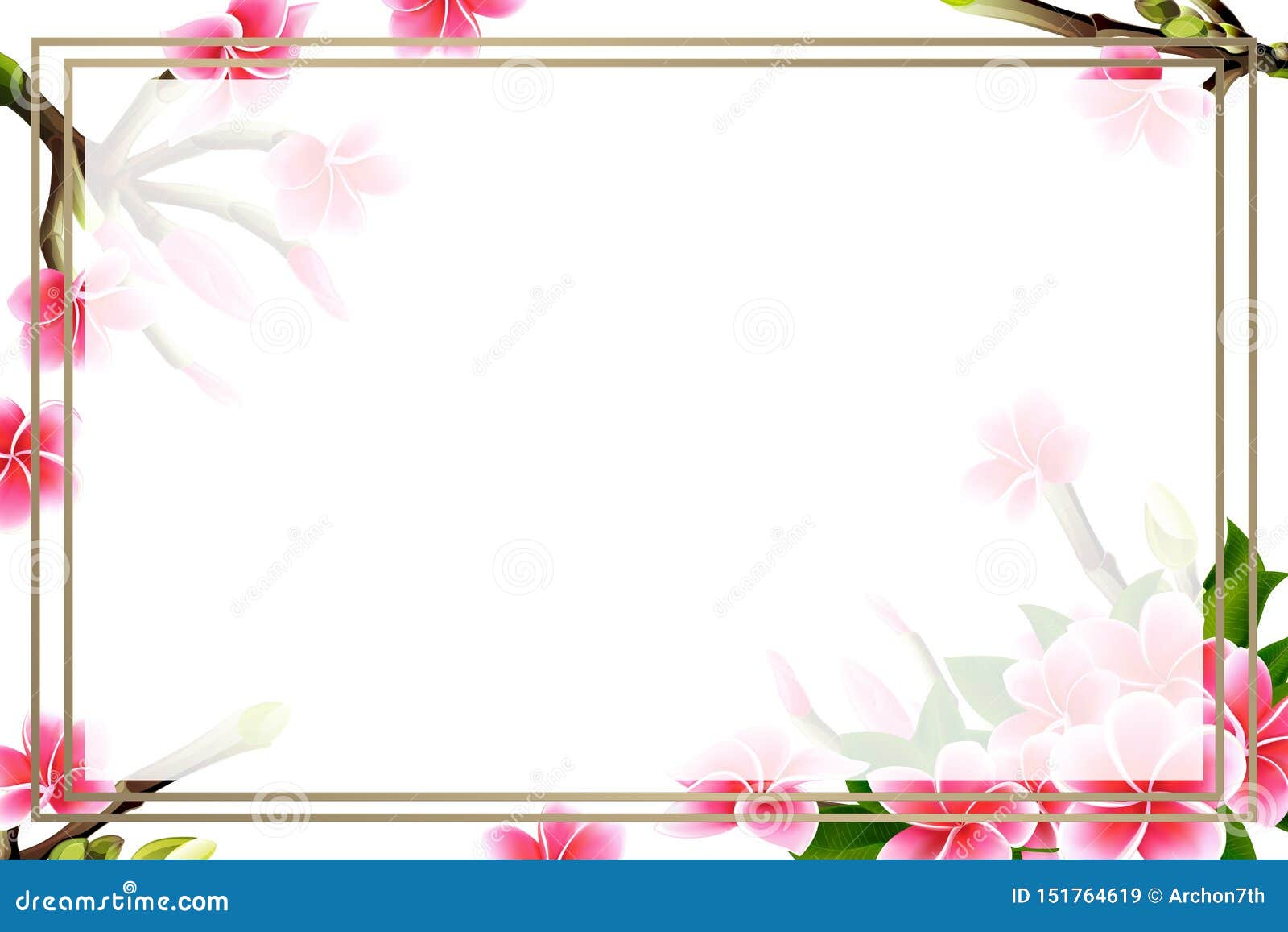 Wedding Invitation Card Floral Plumeria Frame and Lettering In Blank Templates For Invitations