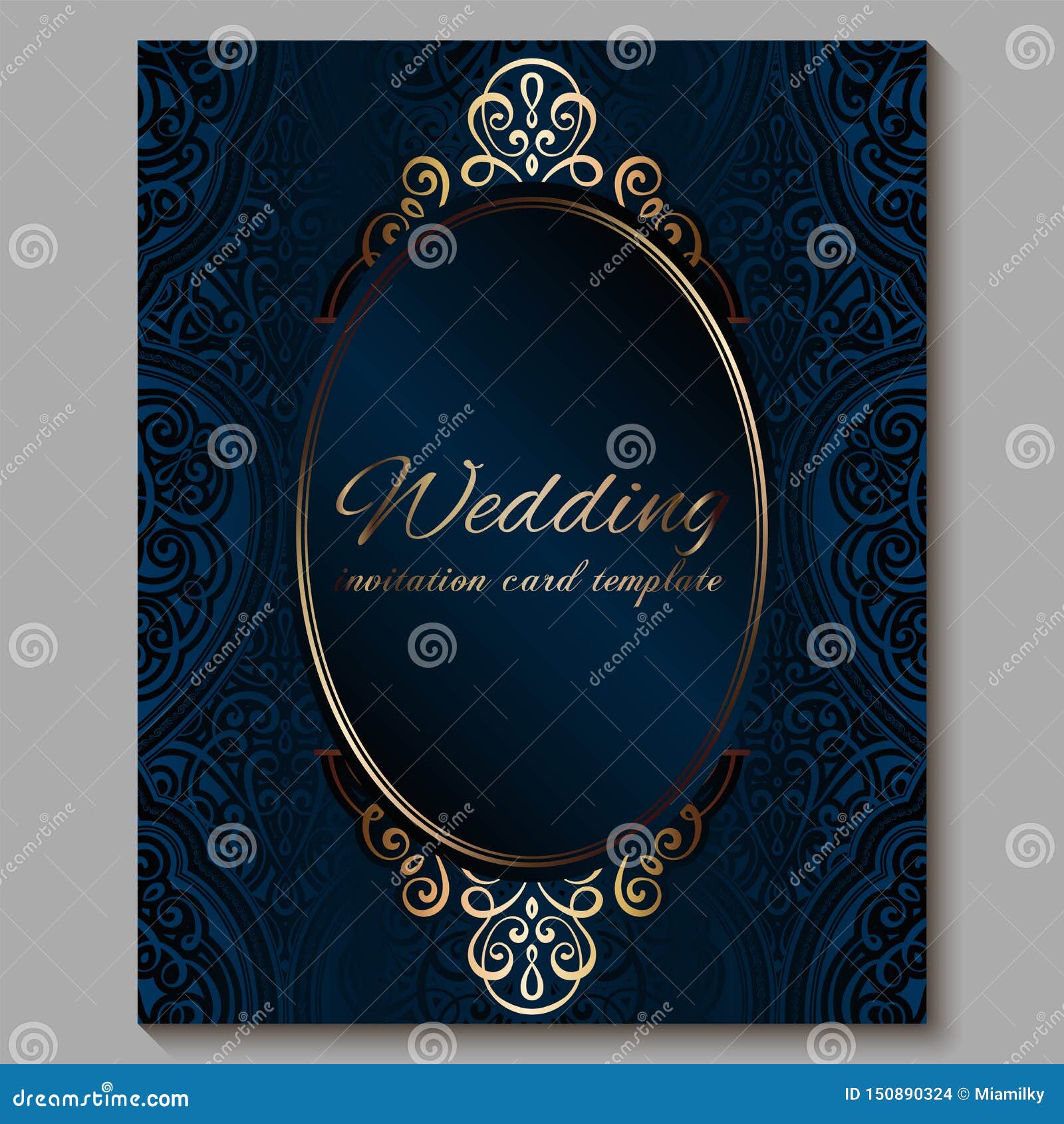 Wedding Invitation Card With Gold Shiny Eastern And Baroque Rich