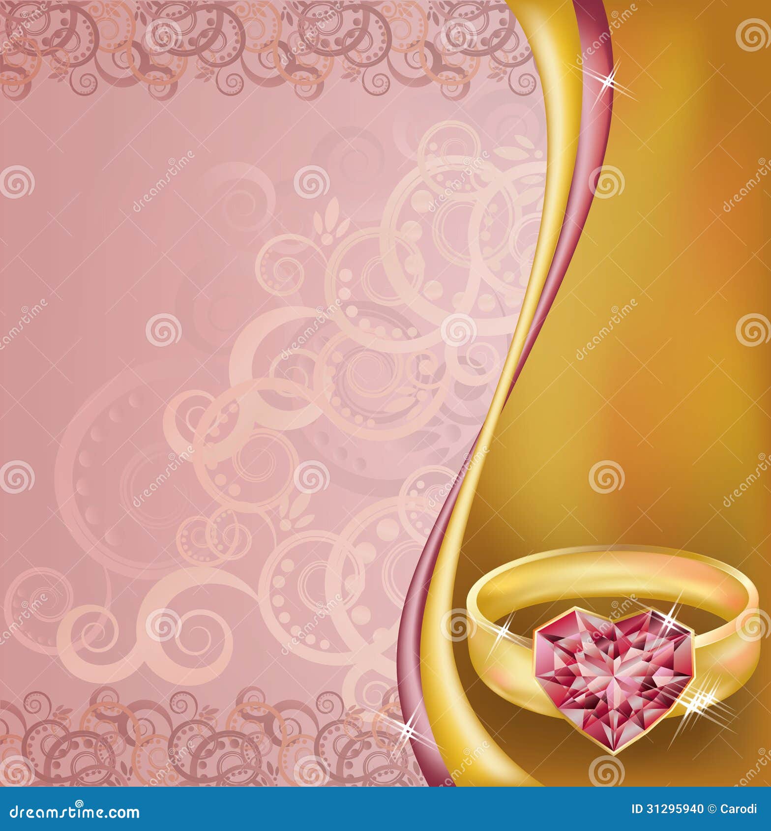 Wedding Invitation Card with Ruby Heart Ring Stock Vector - Illustration of  jewel, brilliant: 31295940