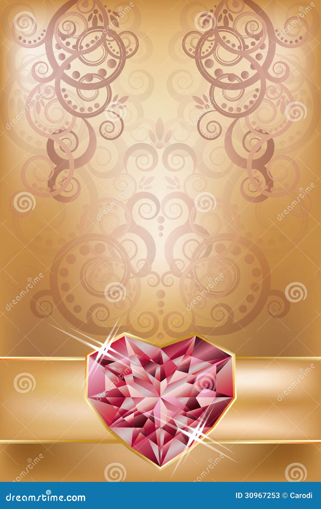 Wedding Invitation Card with Ruby Heart Stock Vector - Illustration of  golden, ceremony: 30967253, image size:1066x1690