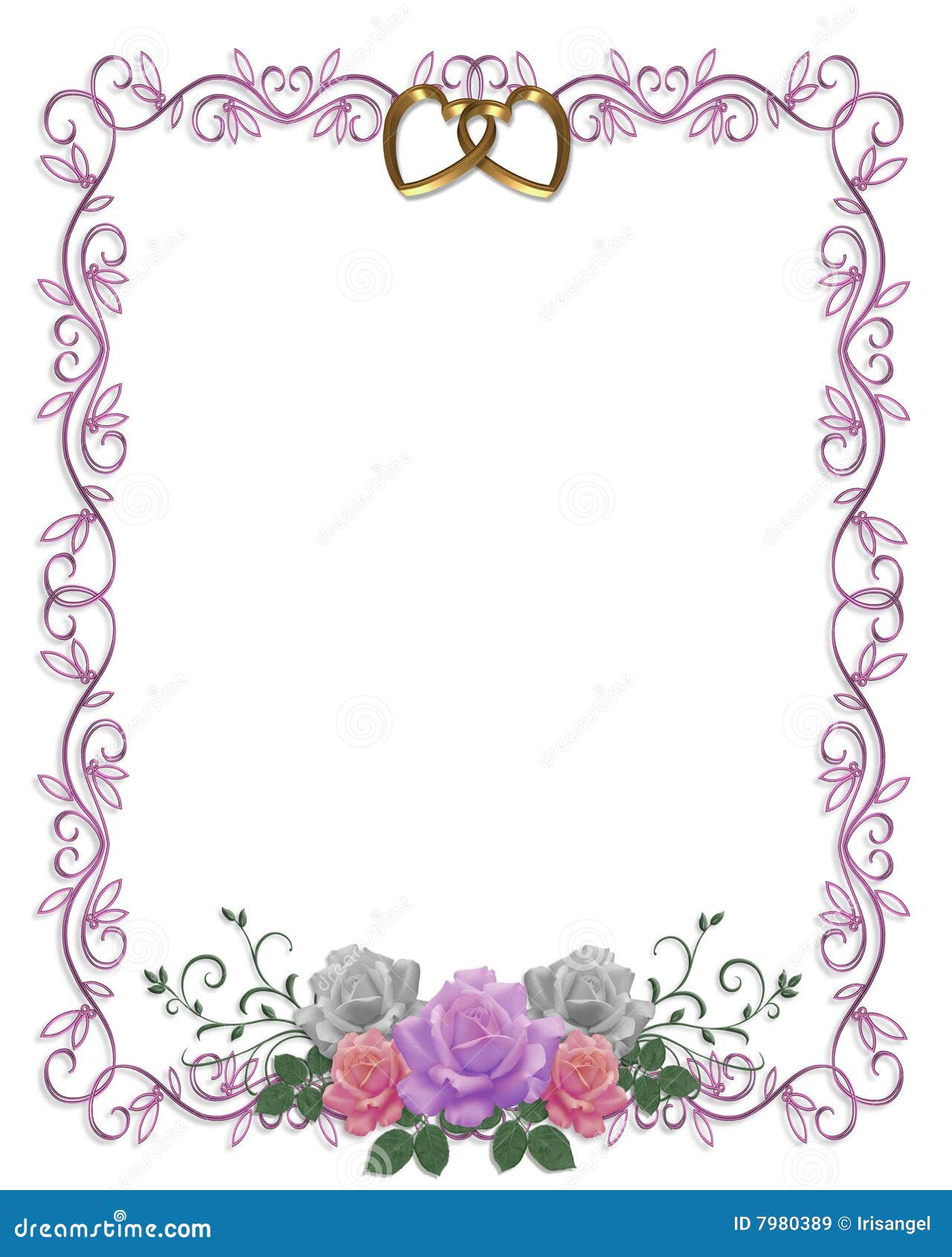 Wedding Invitation Floral Border Roses Stock Illustration ...