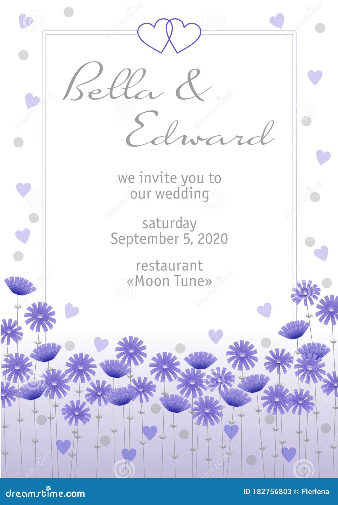 wedding invitation with floral . blue flowers at the wedding invitation. delicate noble  of a wedding invitation. blue
