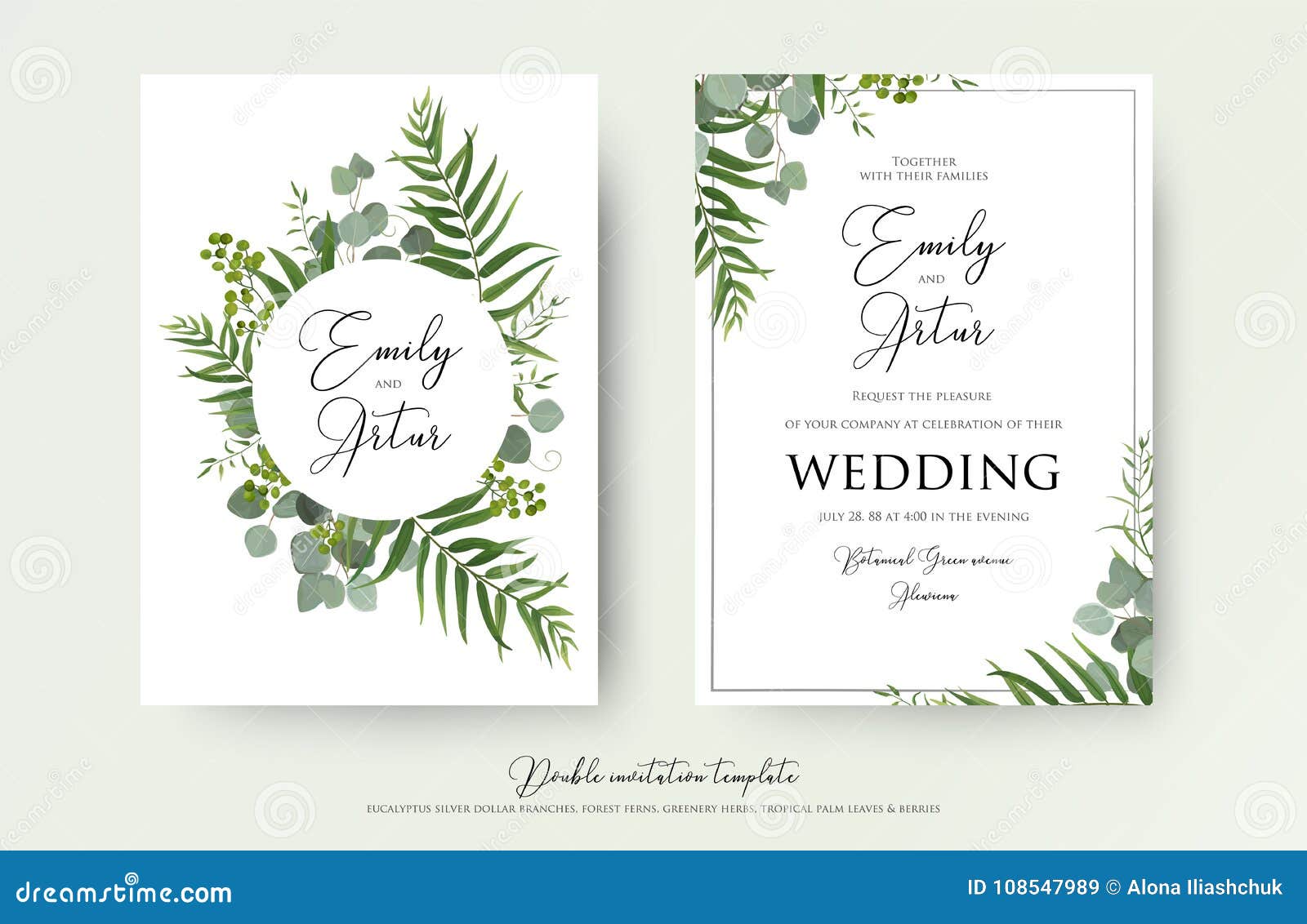 wedding invitation, floral invite thank you, rsvp modern card de