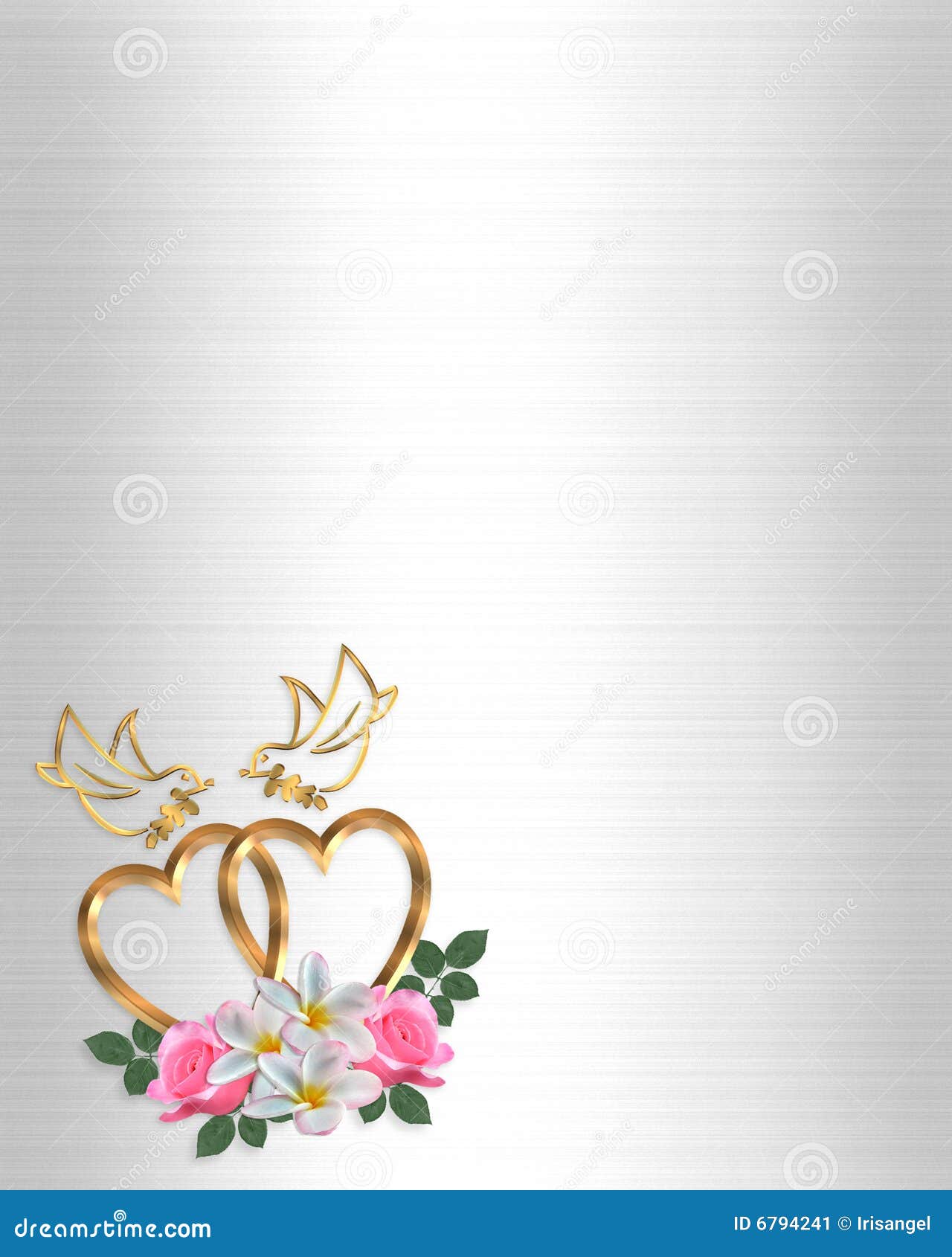 Wedding Invitation Gold Heart And Doves Stock Illustration Illustration Of Flower Design 6794241