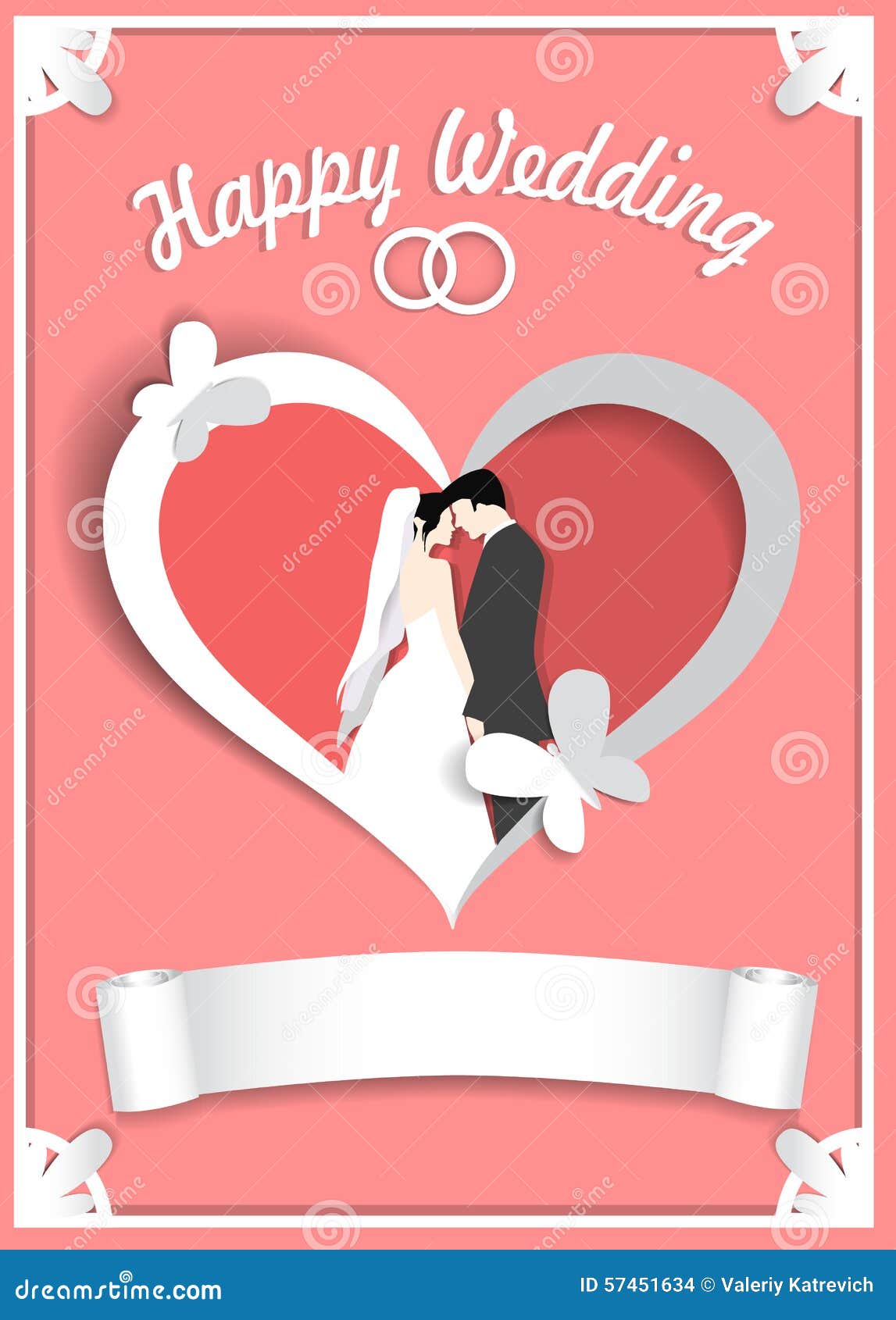 Wedding Invitation. Happy Wedding Stock Vector - Illustration of ...