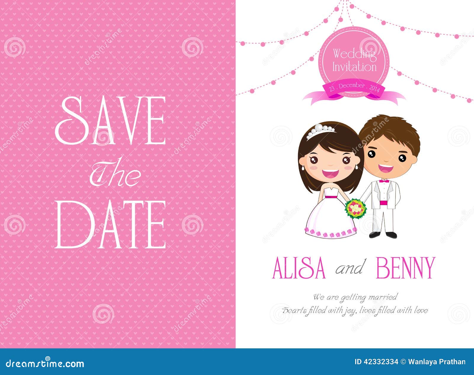 Wedding Invitation Template Card Cartoon Stock Vector - Illustration of
