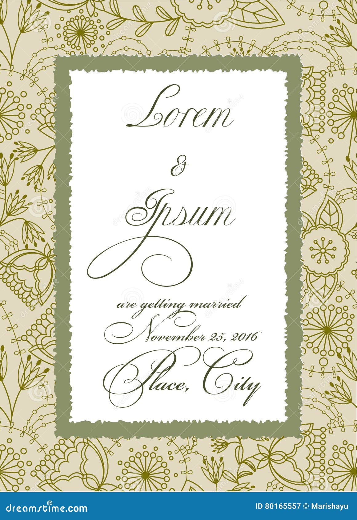 wedding invitation with torn paper banner stock illustration