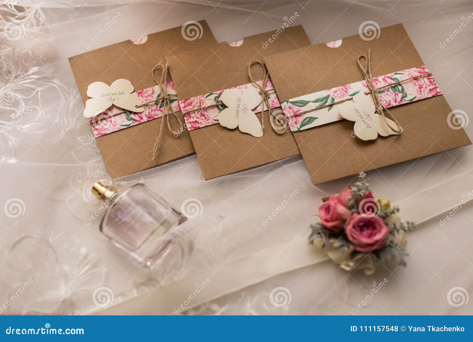 Wedding Invitations in the Craft Envelopes. Wedding Concept
