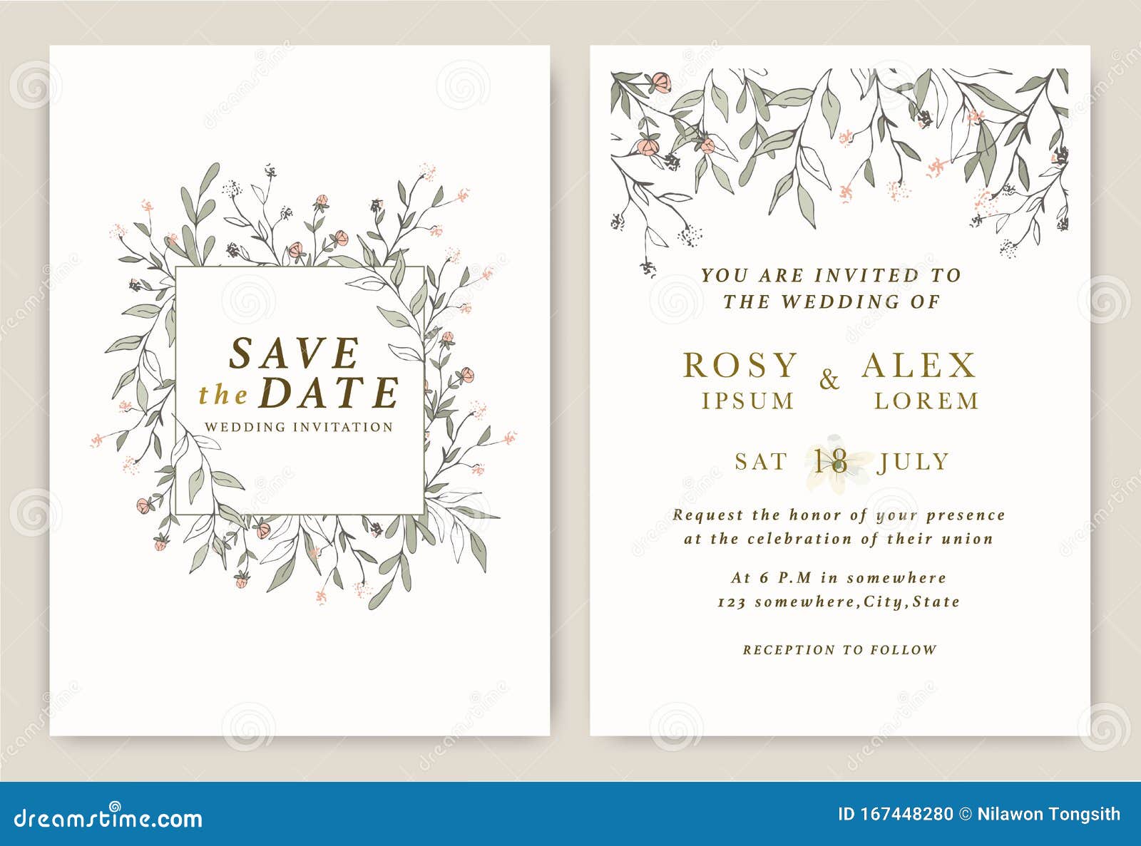 wedding invitations save the date card with elegant garden anemone