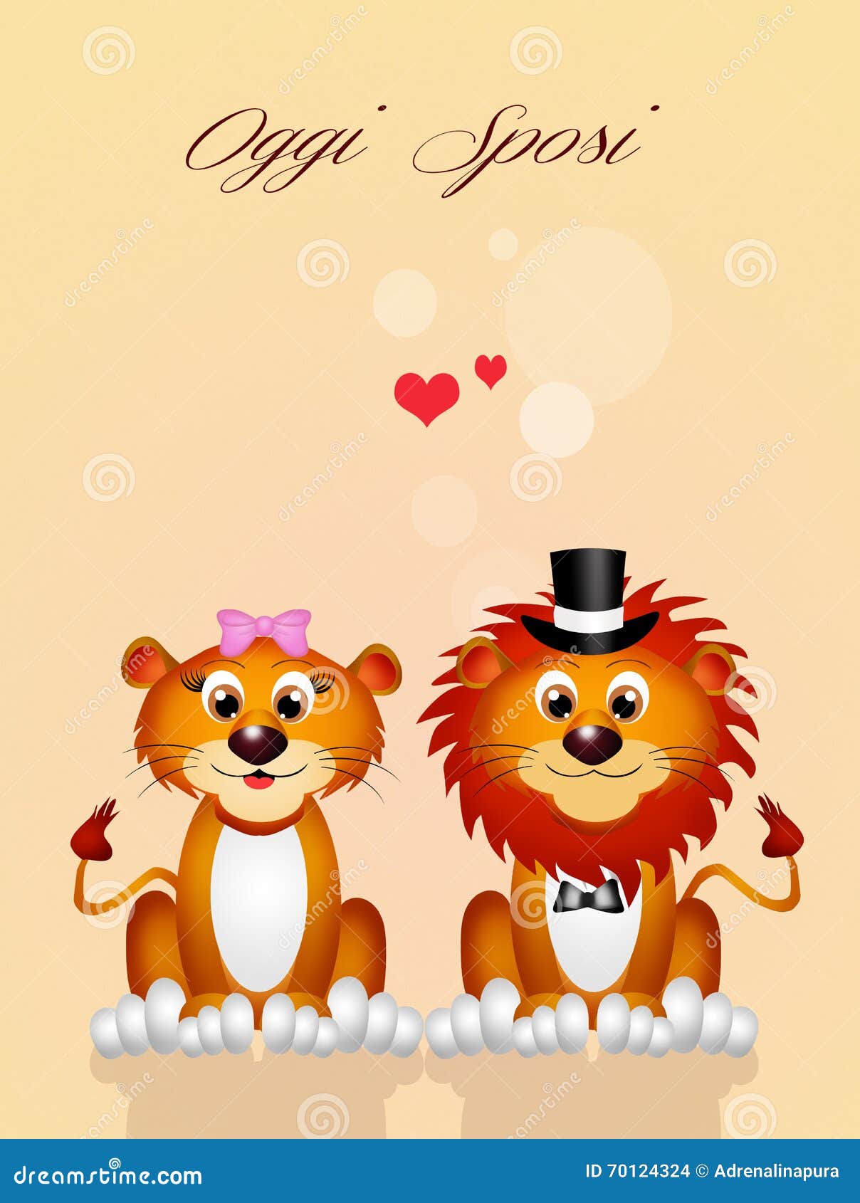 Wedding of lions stock illustration. Illustration of spouses - 70124324, image size:1208x1690