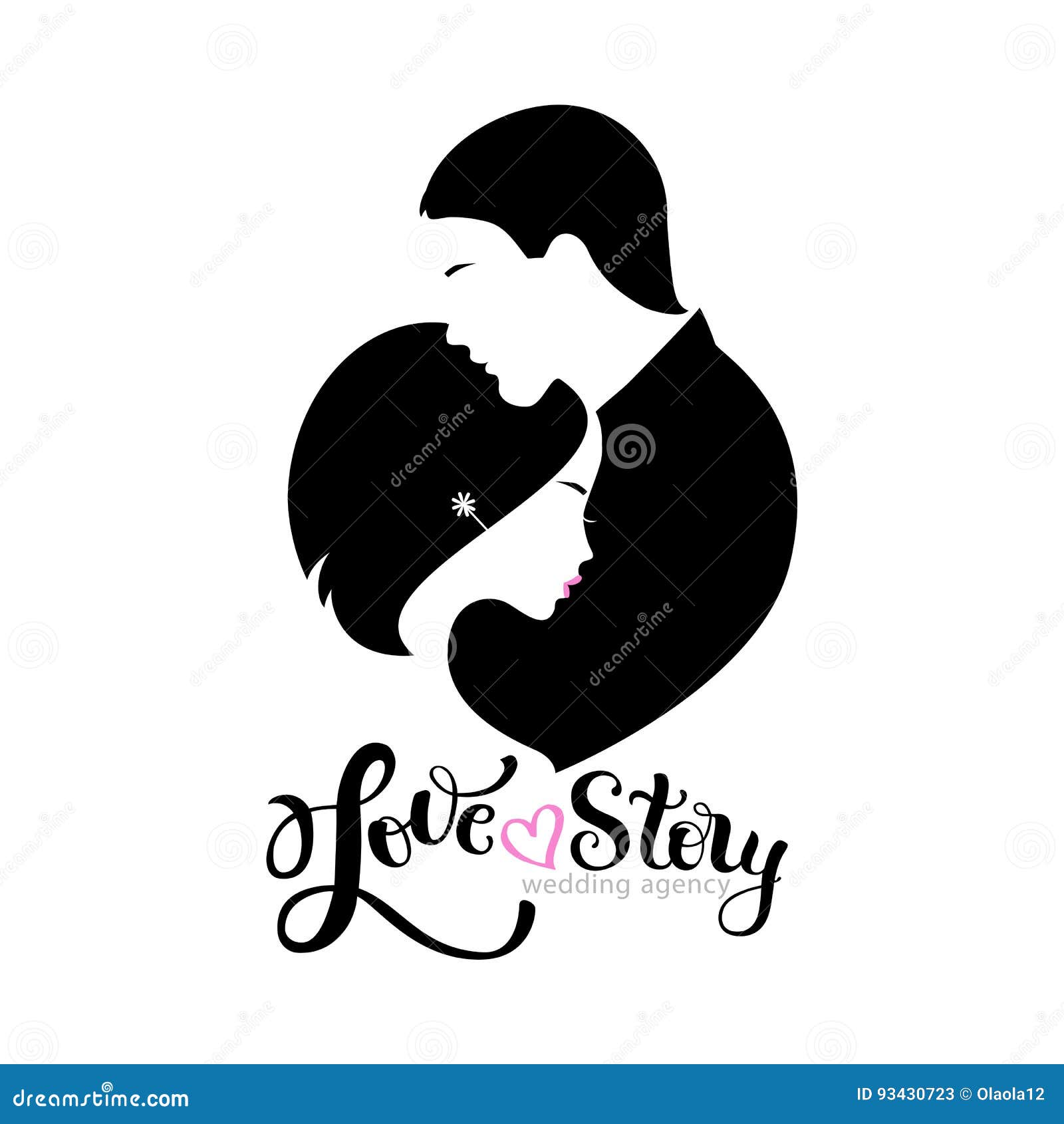 Wedding Logo With Silhouettes Bride And Groom Stock Vector