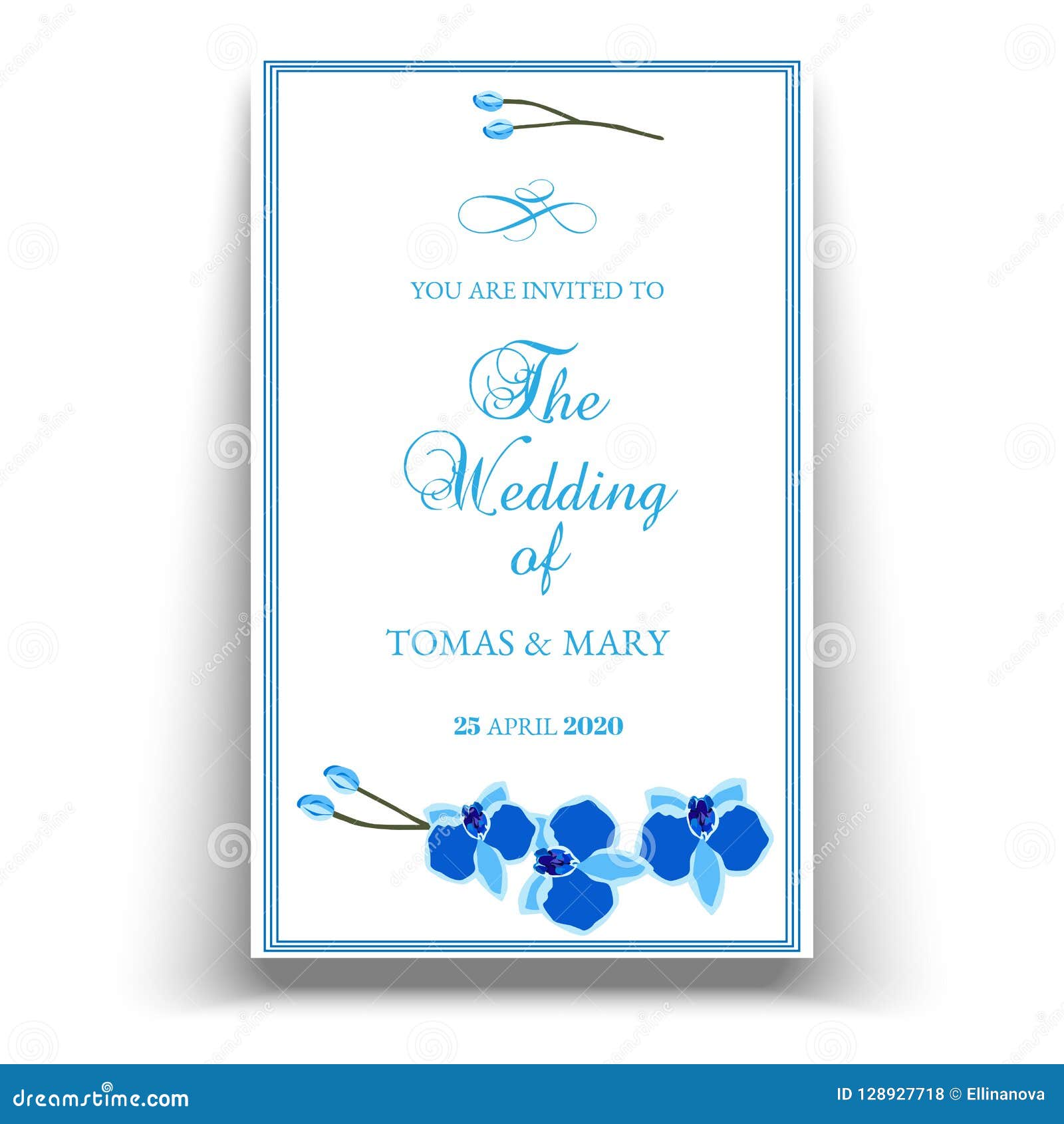 Wedding Marriage Event Invitation Template with Blue Orchid Stock With Regard To Event Invitation Card Template