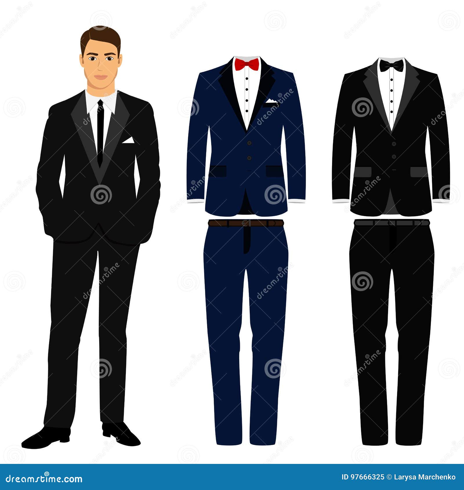 Wedding Mens Suits. Collection. Stock Vector - Illustration of ...