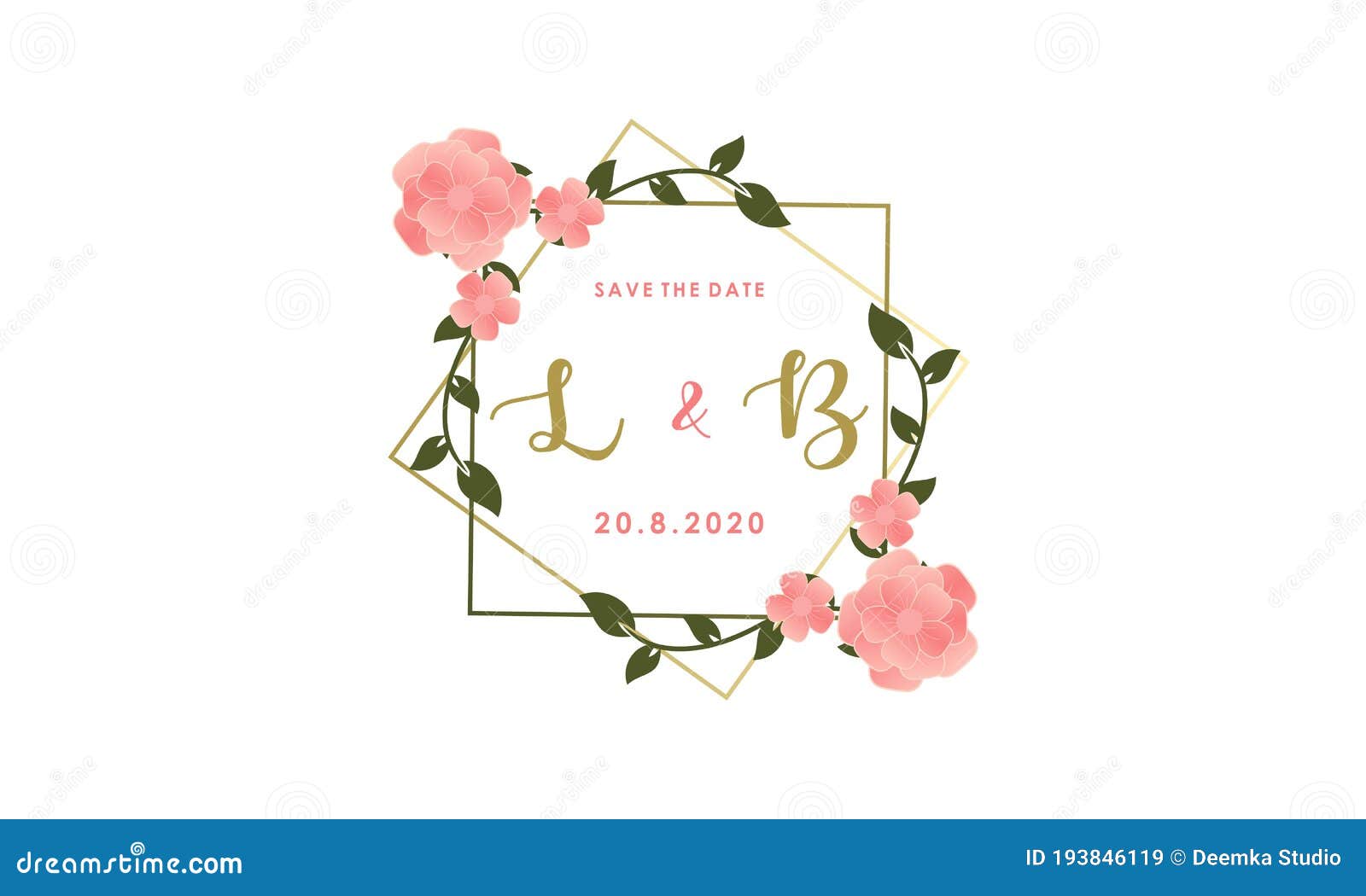 Watercolor Floral Wedding Monogram Logo Graphic by