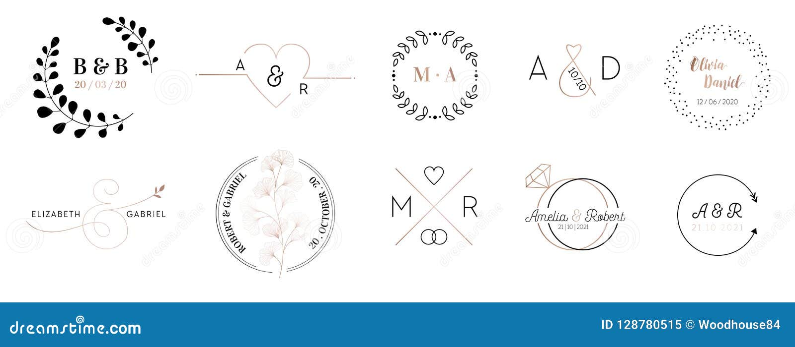 Premium Vector  Wedding monogram logos template collection